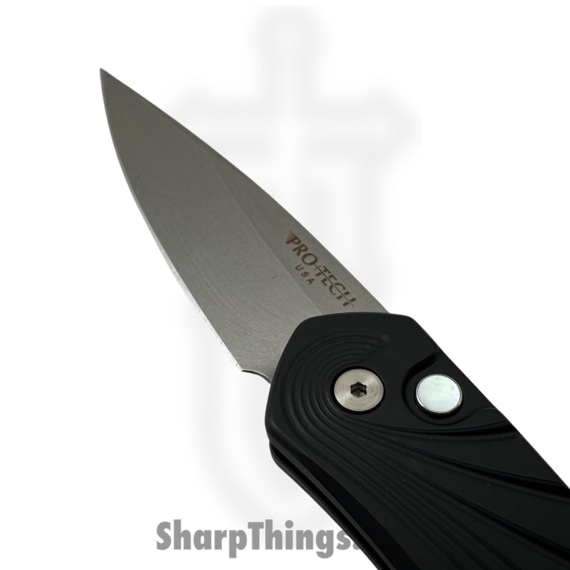 ProTech - 3436 - Newport - Automatic Knife - S35VN Stonewash Spear Point - 6061-T6 Aluminum 3D Wave Pattern - Black - Image 3