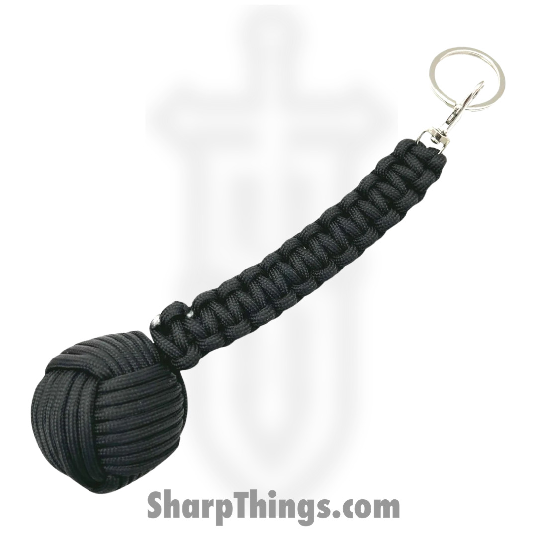 GS Knife Co. - 6552-BK - Mega Monkey Fist - 9.2oz Solid Steel Ball - Paracord - Black
