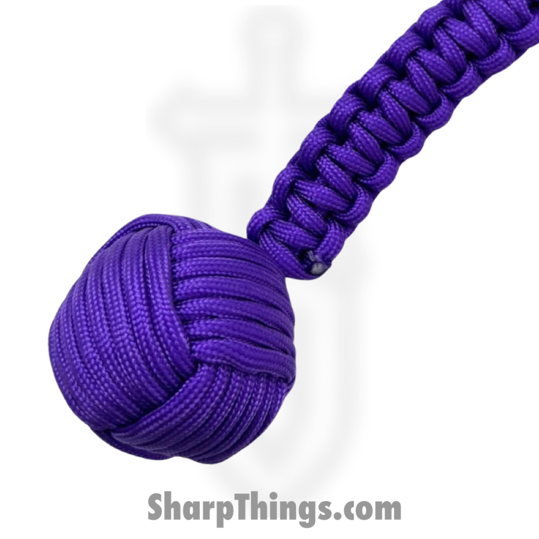 GS Knife Co. - 6552-PU - Mega Monkey Fist - 9.2oz Solid Steel Ball - Paracord - Purple - Image 2