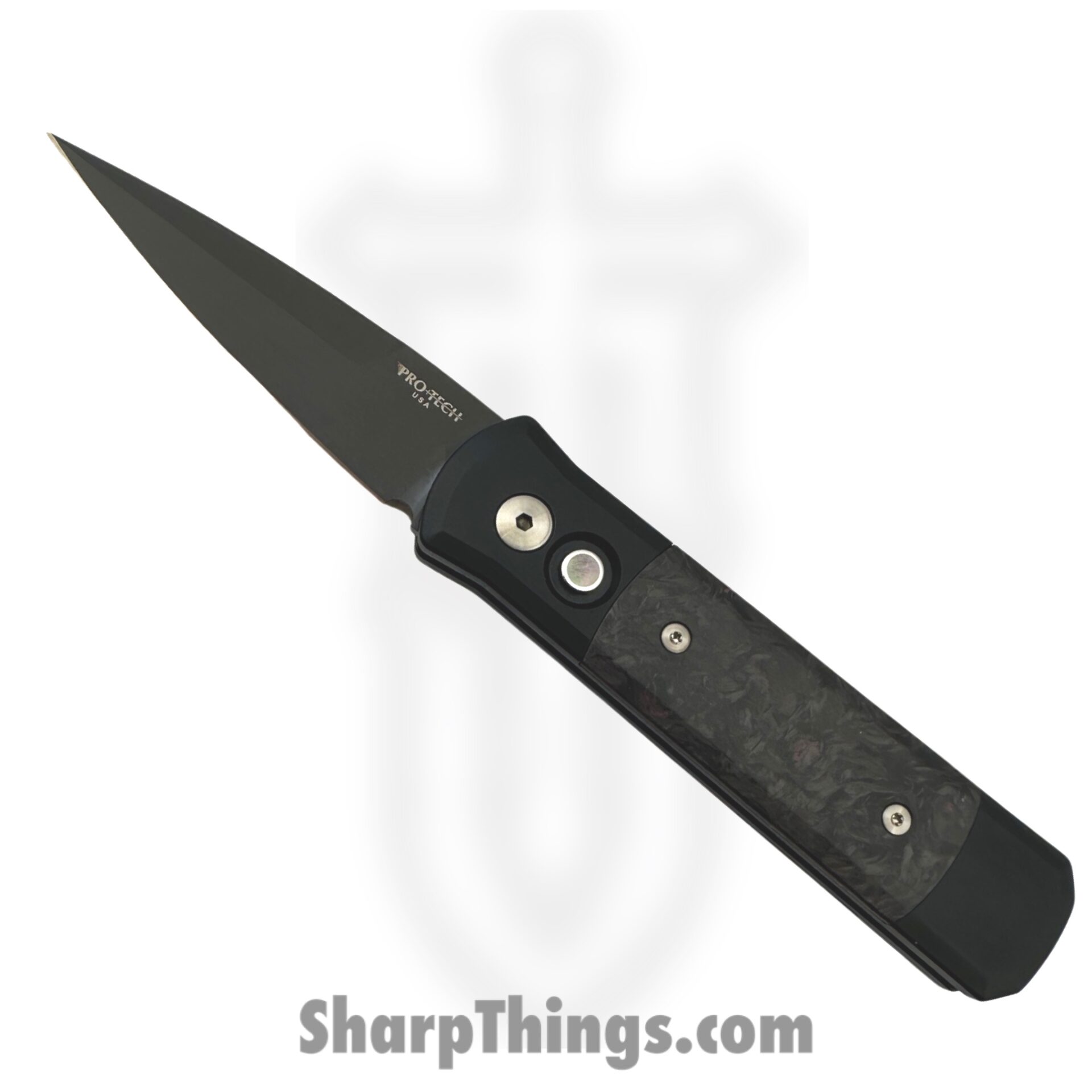 ProTech - 7FC32 - Godson - Automatic Knife - 154CM Black Spear Point - 6061-T6 Aluminum Fat Carbon Dark Matter Inlay - Purple