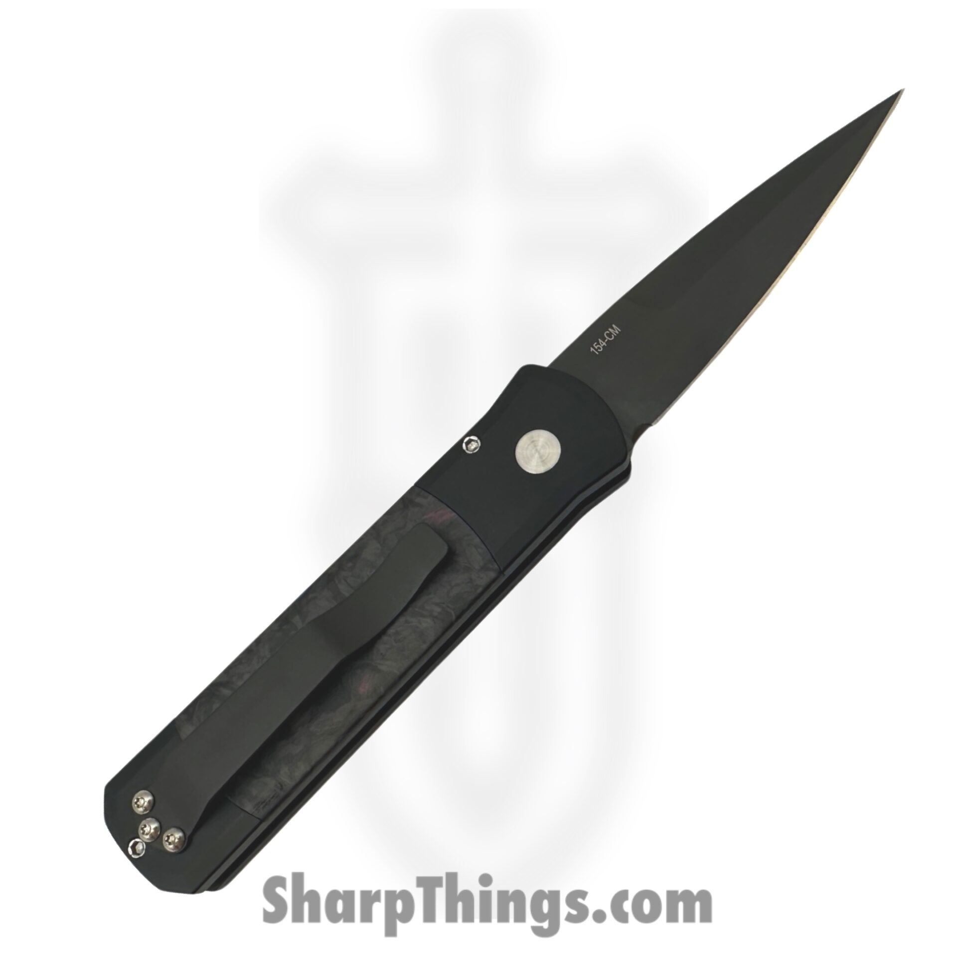 ProTech - 7FC32 - Godson - Automatic Knife - 154CM Black Spear Point - 6061-T6 Aluminum Fat Carbon Dark Matter Inlay - Purple - Image 2