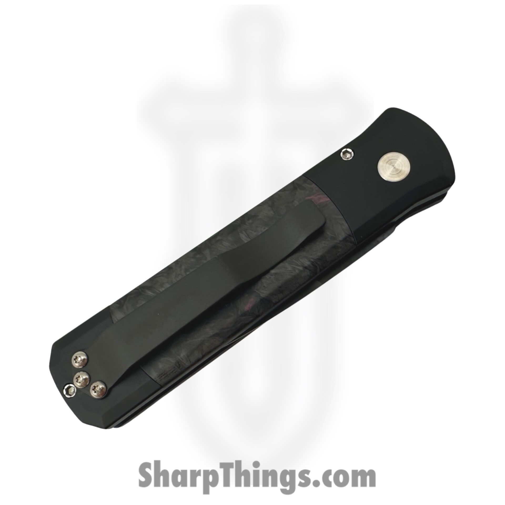 ProTech - 7FC32 - Godson - Automatic Knife - 154CM Black Spear Point - 6061-T6 Aluminum Fat Carbon Dark Matter Inlay - Purple - Image 3