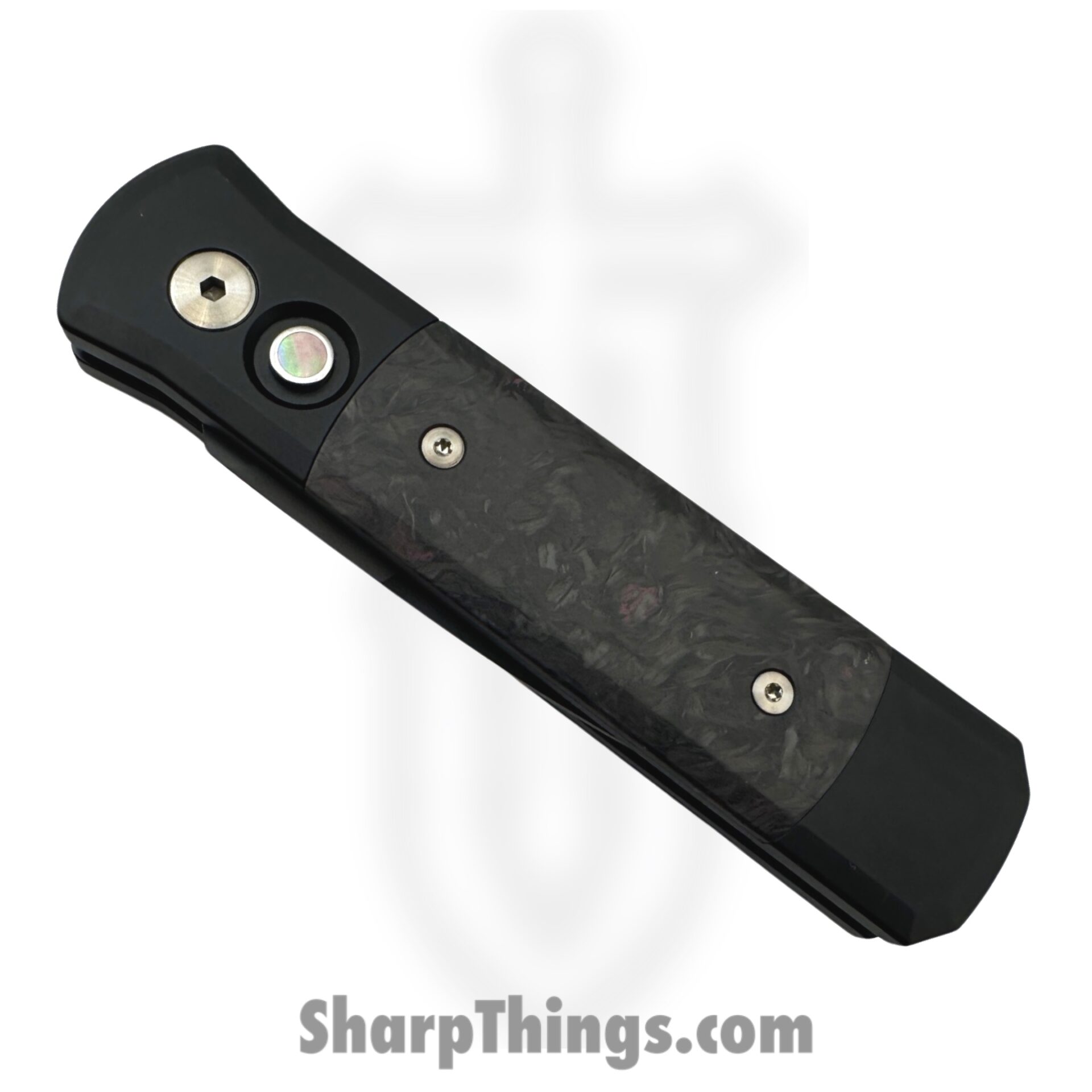 ProTech - 7FC32 - Godson - Automatic Knife - 154CM Black Spear Point - 6061-T6 Aluminum Fat Carbon Dark Matter Inlay - Purple - Image 6