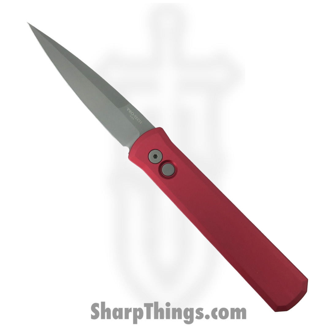 ProTech - 920-Red - Godfather - Automatic Knife - 154CM Bead Blasted Spear Point - 6061-T6 Aluminum - Red