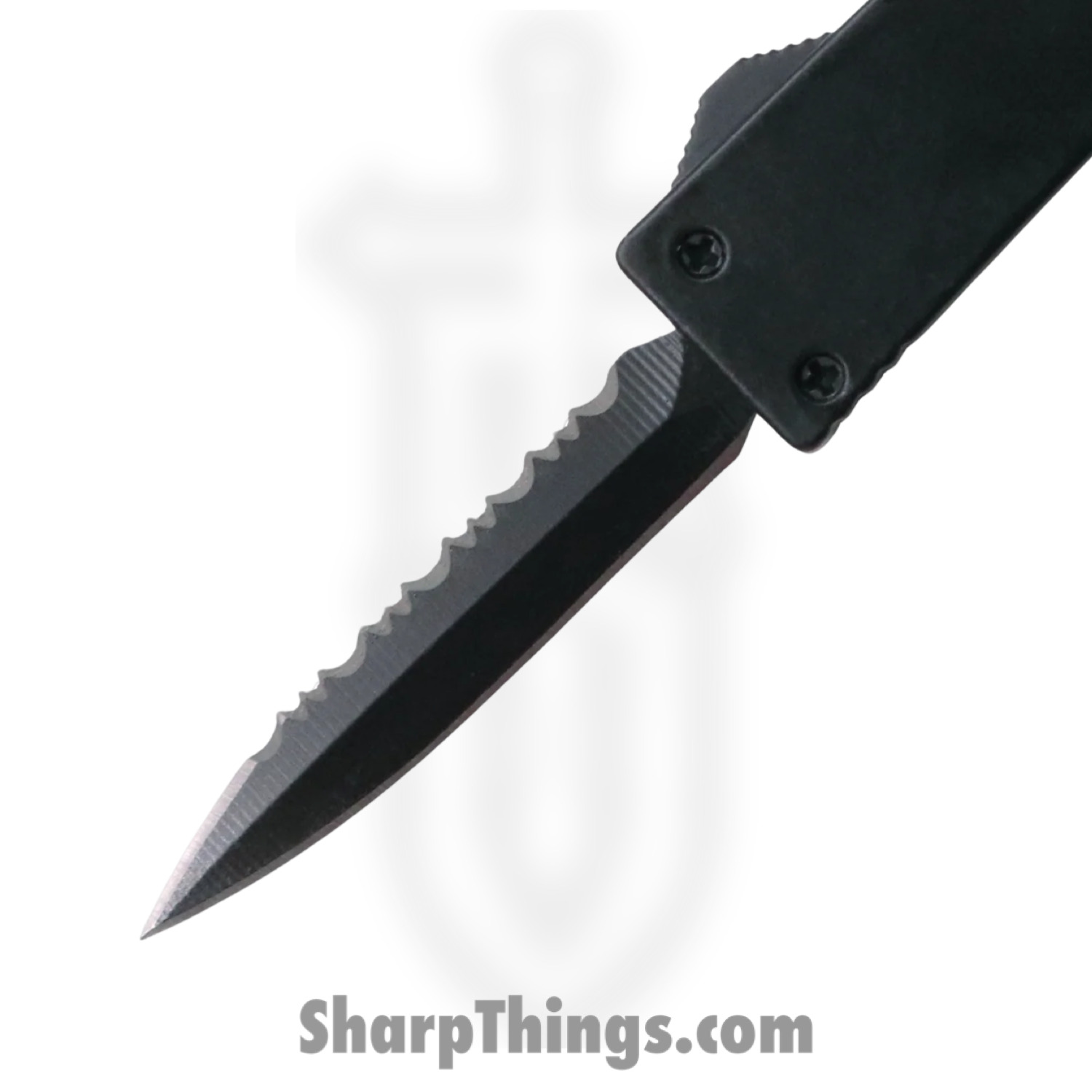 VOC - DT5S-DBS-BK - 5 inch Half Serrated Firecracker A1 - OTF Auto - 440 Stainless Steel Black Dagger - Steel - Black - Image 3