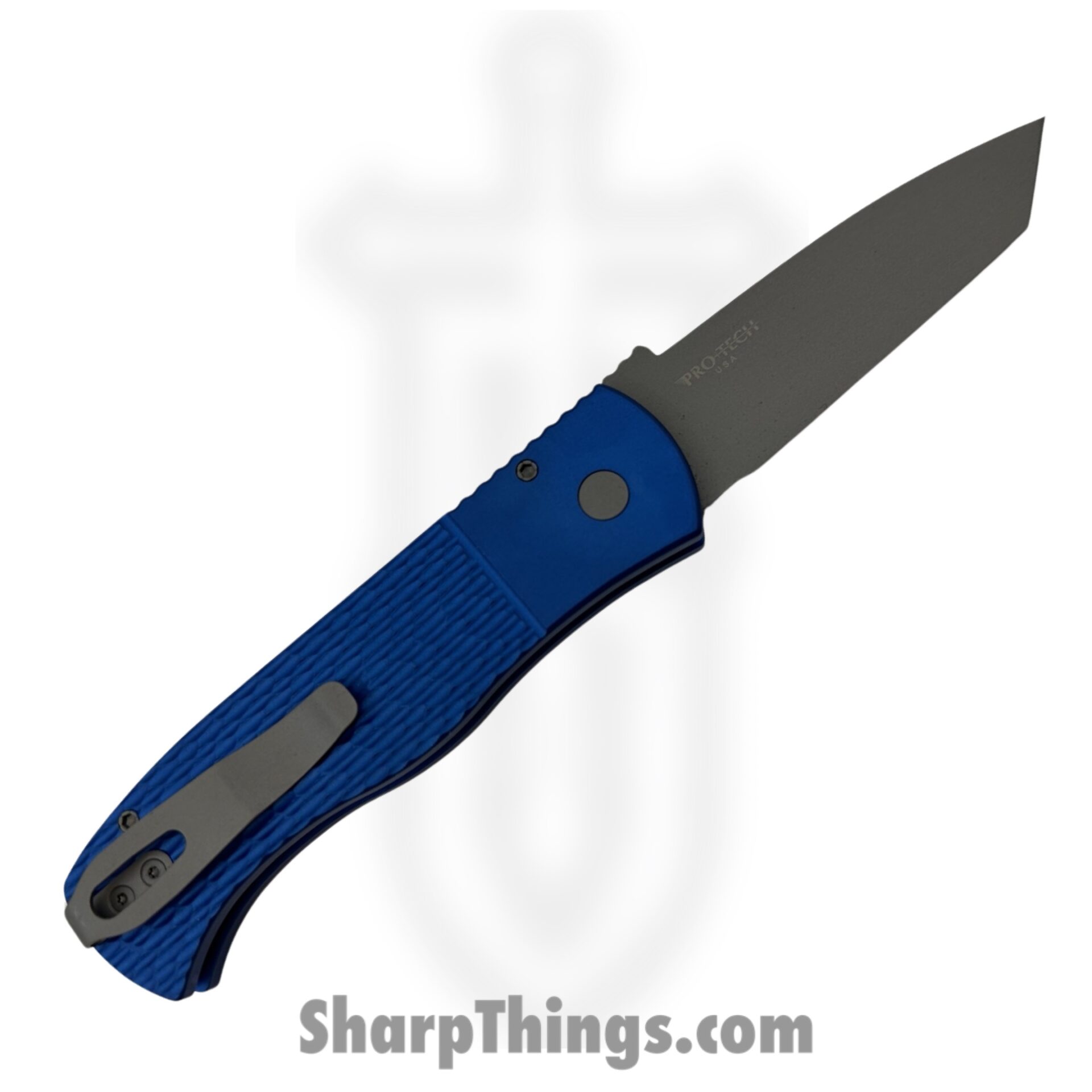 ProTech - E7T05-Blue - Original Emerson CQC7 - Automatic Knife - 154CM Blasted Tanto - 6061-T6 Aluminum - Blue Jigged Textured - Image 2