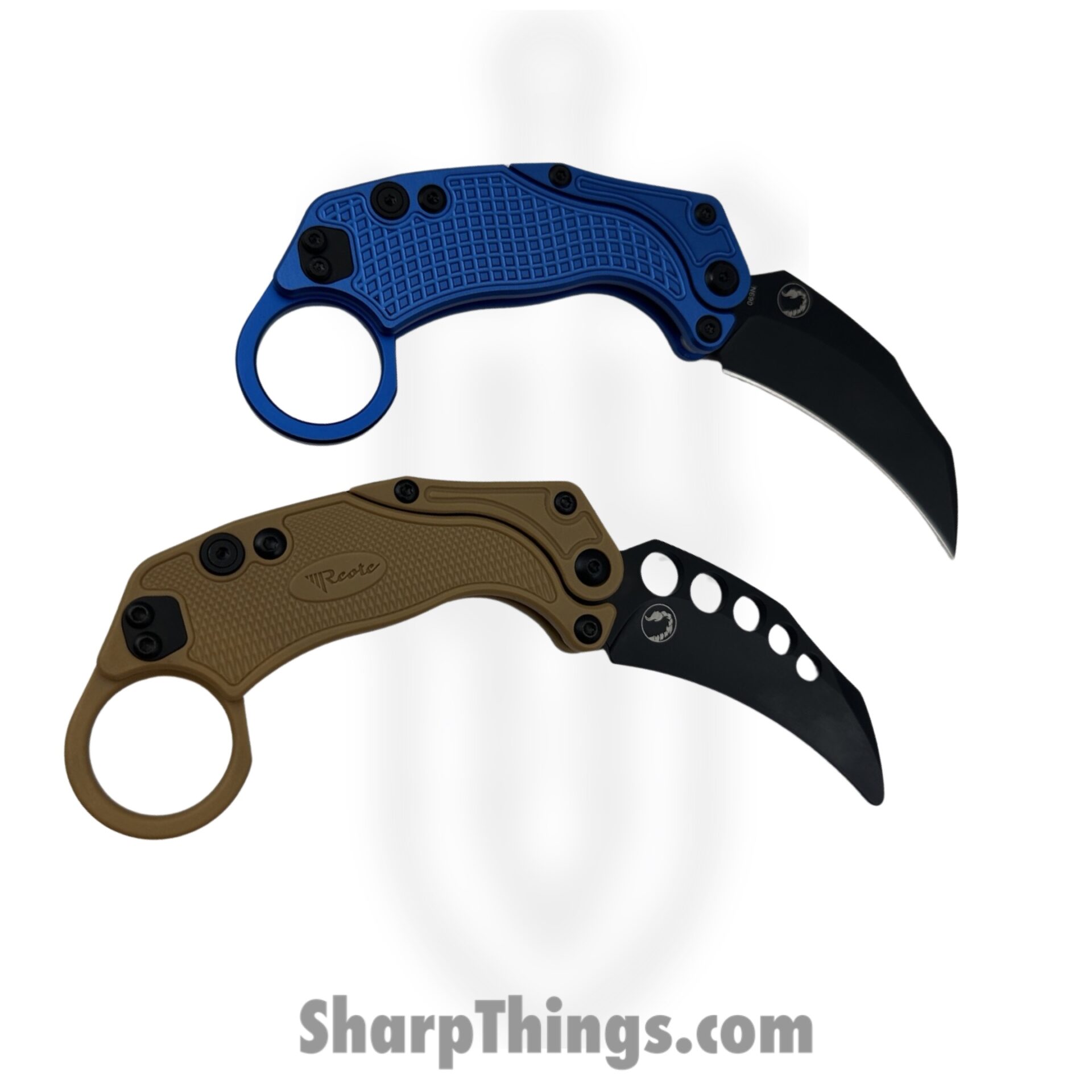 Reate Knives - EXOKPVBL - EXO-K - Gravity Karambit 2pc Set - Folding Knife - PVD N690 - Blue