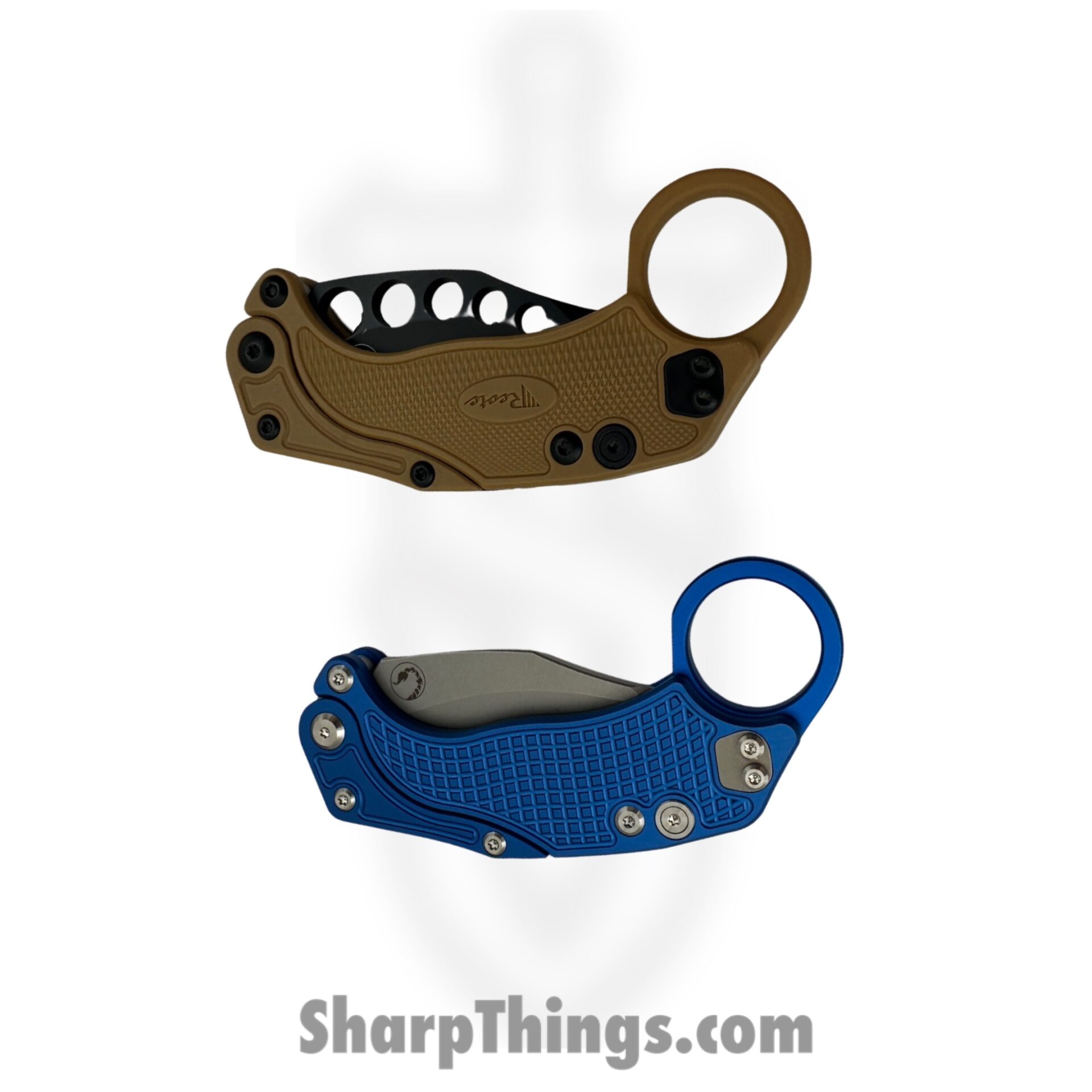 Reate Knives - EXOKSWBL - EXO-K - Gravity Karambit 2pc Set - Folding Knife - Stonewash N690 - Blue - Image 2