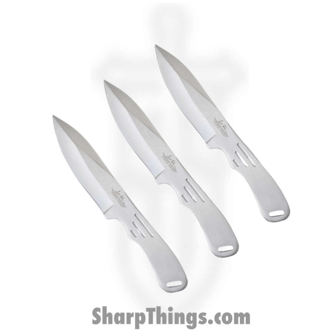 Gil Hibben - GH2011 - Large Thrower Triple Set - Fixed Blade Knife - 420 Stainless Satin Drop Point - Stainless - Silver