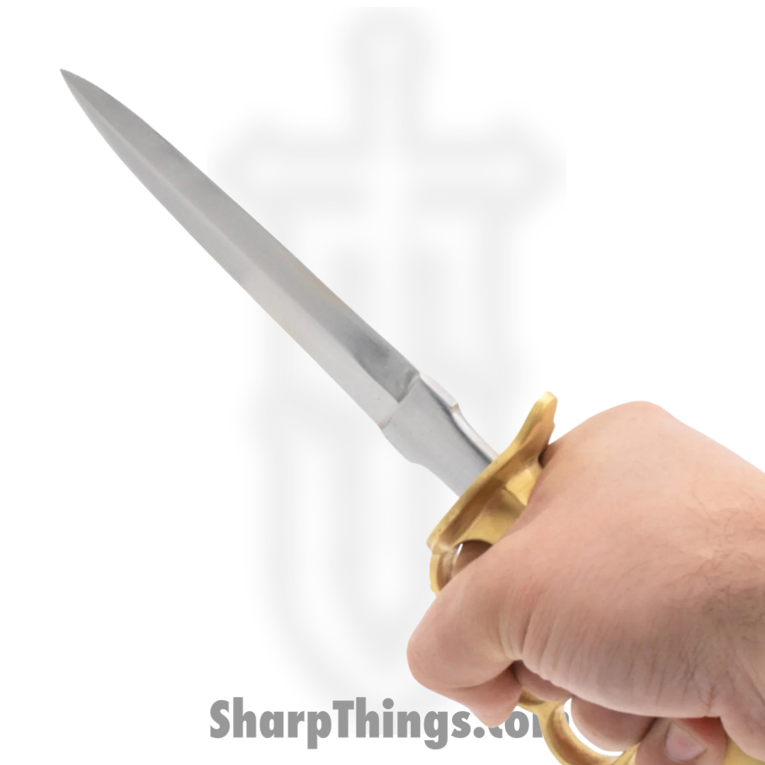 VOC - ICD-022 - 11 inch Trench Knife - Fixed Blade Knife - High Carbon Polished Dagger - Brass - Natural - Image 2