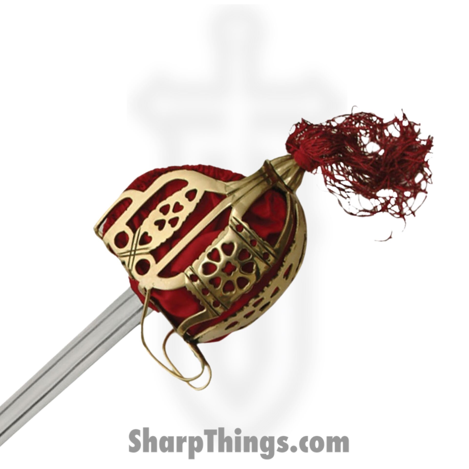 Universal Swords - ICS-824 - Historically Correct Scottish Highlander Basket Hilt Broadsword - Fixed Blade Knife - 440 Stainless Steel Stainless Sword - Gold Plated Steel - Red - Image 3