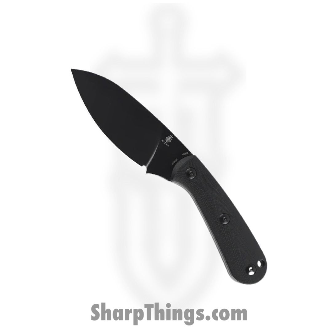 Kizer Cutlery - KI1044C1 - Baby - Fixed Blade Knife - 154CM Coated Leaf Shape - G10 - Black