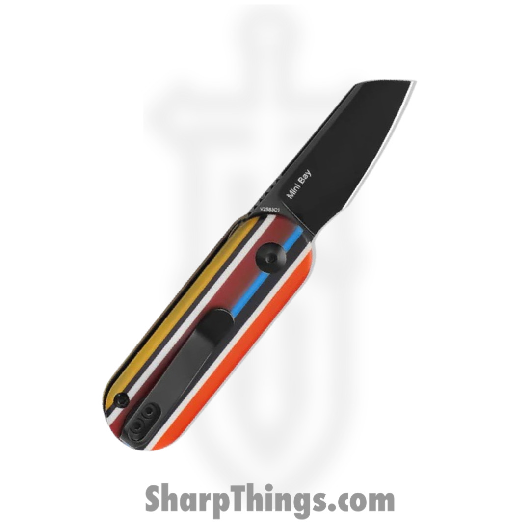 Kizer Cutlery - KIV2583C1 - Mini Bay - Folding Knife - 154CM Black Wharncliffe - Serape Series G10 Overlays - Multi - Image 2