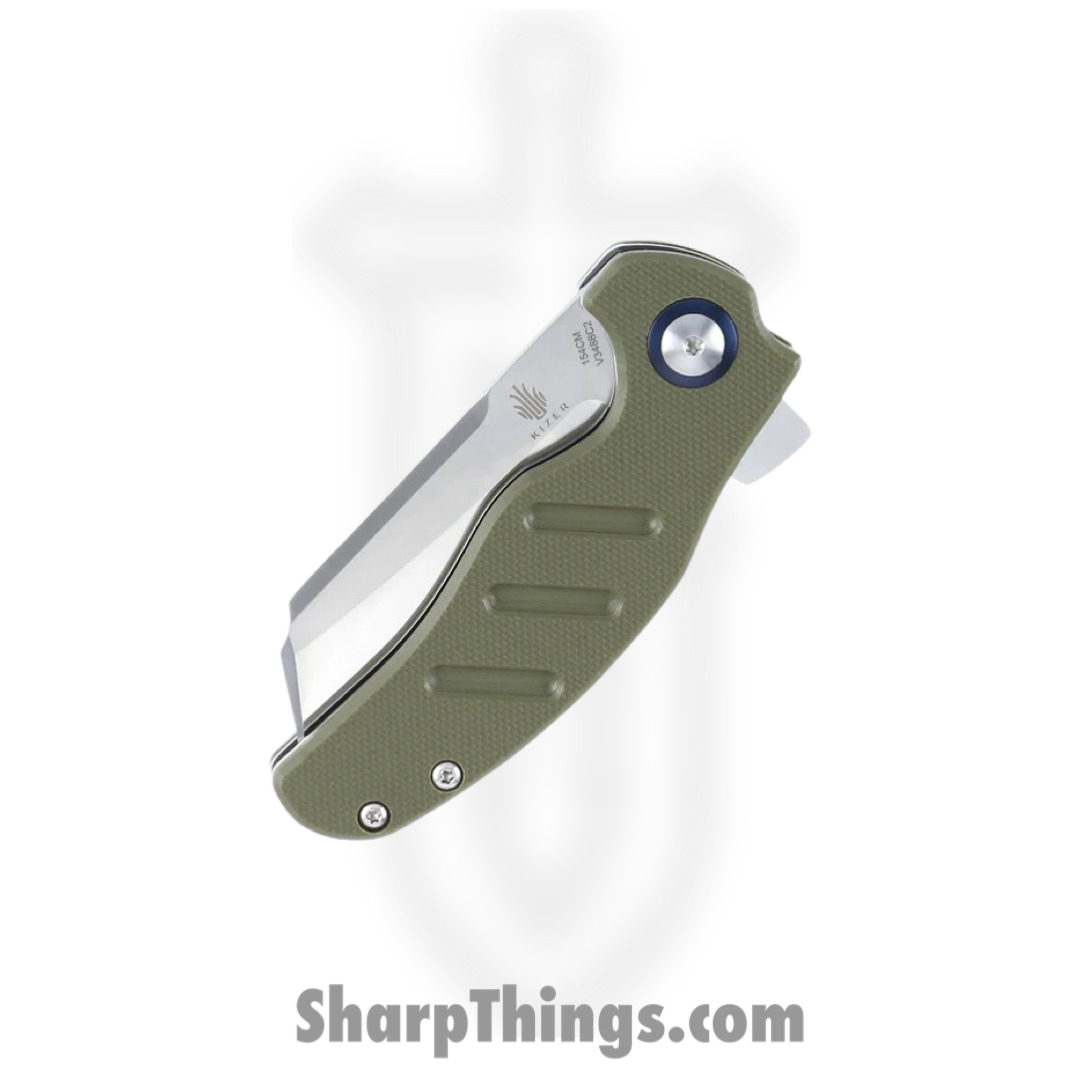 Kizer Cutlery - KIV3488C2 - Sheepdog - Folding Knife - 154CM Satin Sheepsfoot - G10 - Green - Image 3