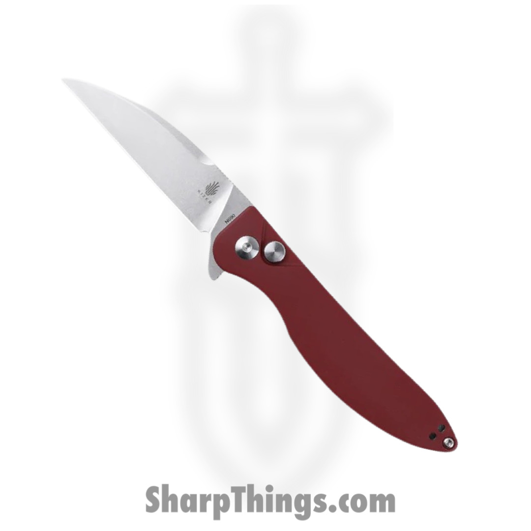 Kizer Cutlery - KIV3566N4 - Sway Back - Folding Knife - N690 Stonewash Wharncliffe - Micarta - Red