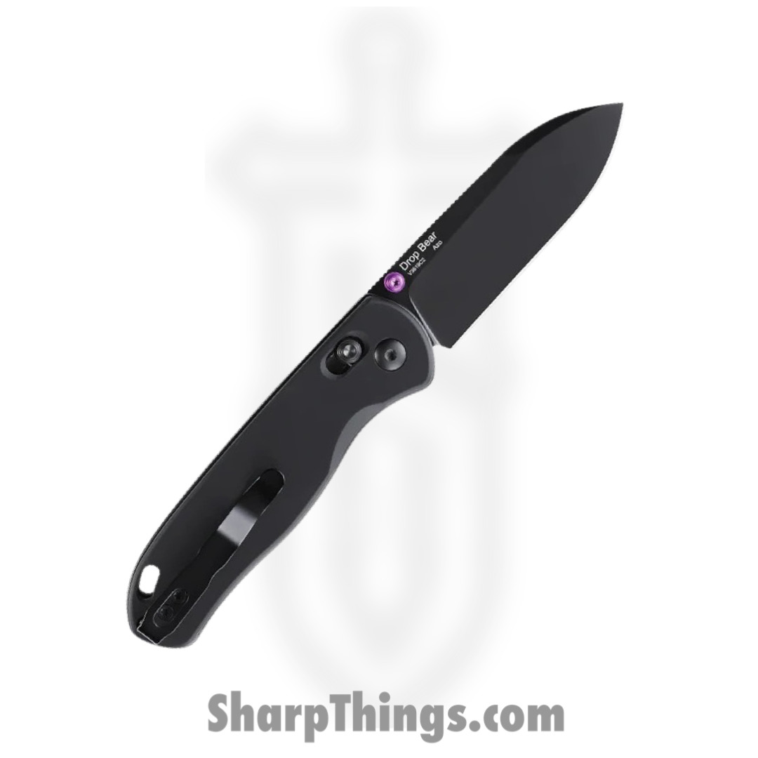 Kizer Cutlery - KIV3619C2 - Drop Bear - Folding Knife - 154CM Black Drop Point - Aluminum - Black - Image 2