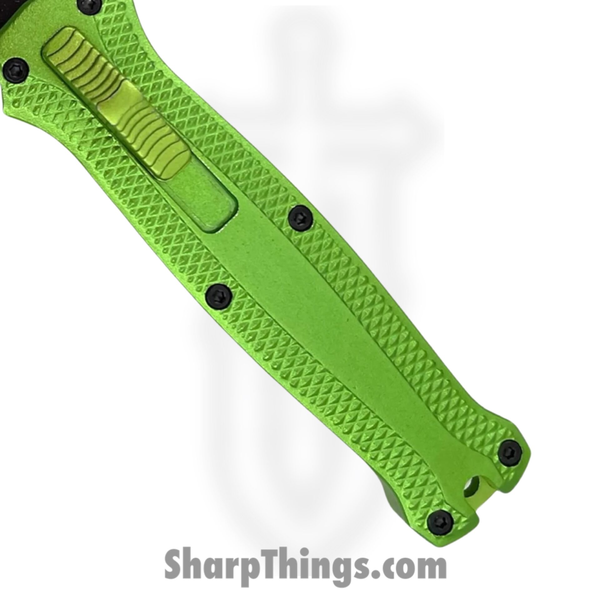 VOC - M-6-GN - Mighty Mini Pocket Knife - OTF Auto - Stainless Coated Dagger - Aluminum - Green - Image 2