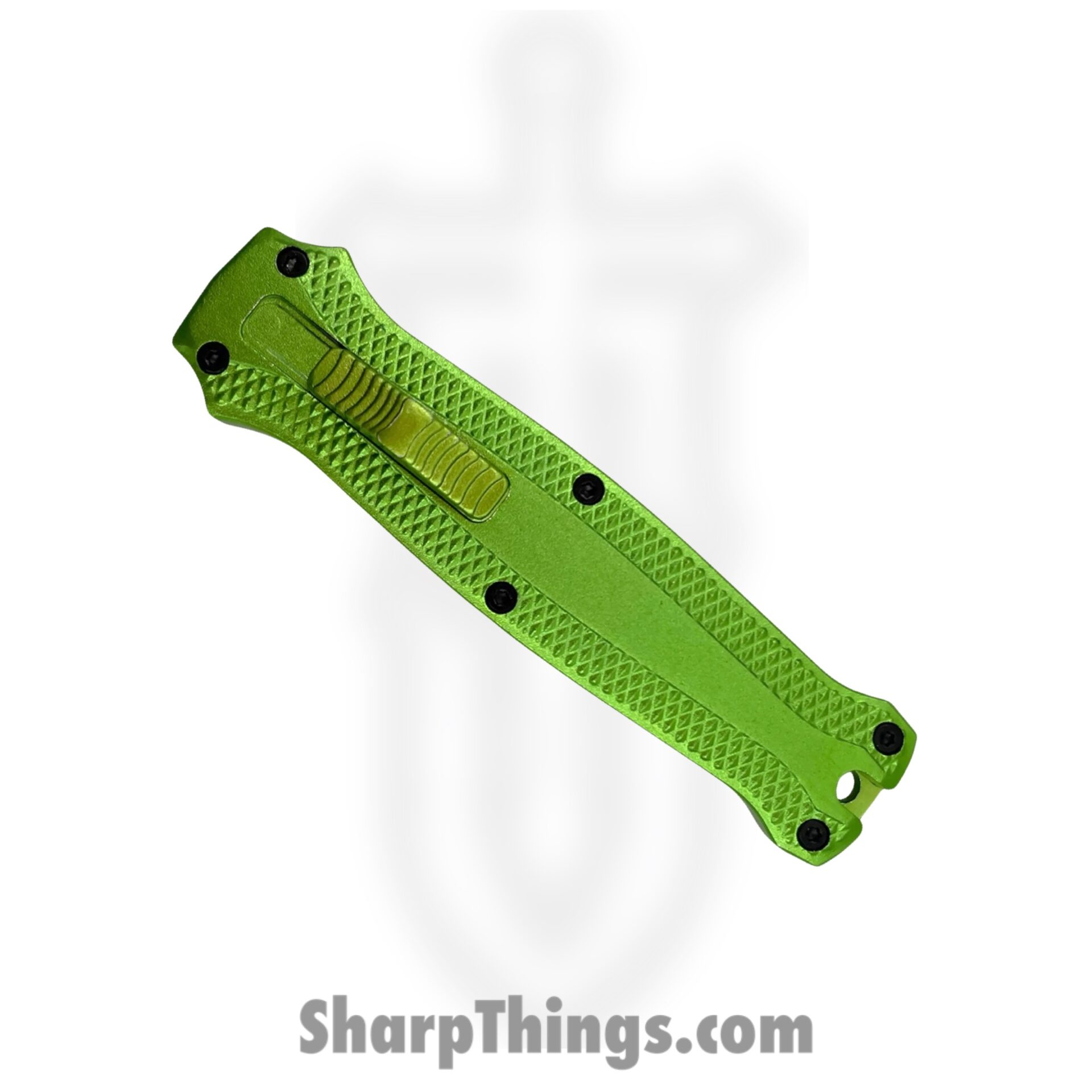 VOC - M-6-GN - Mighty Mini Pocket Knife - OTF Auto - Stainless Coated Dagger - Aluminum - Green - Image 3