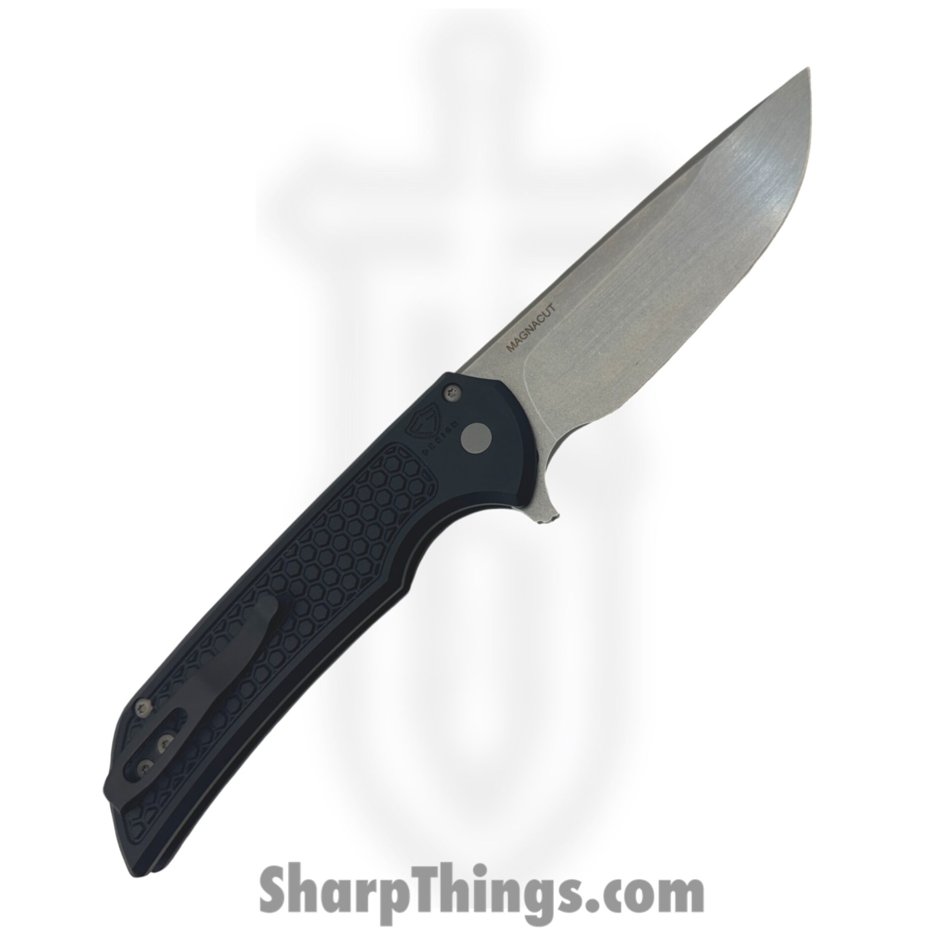ProTech - MX105 - Mordax - Folding Knife - Magnacut Stonewash Drop Point - 6061-T6 Aluminum Honeycomb Texture - Black - Image 2