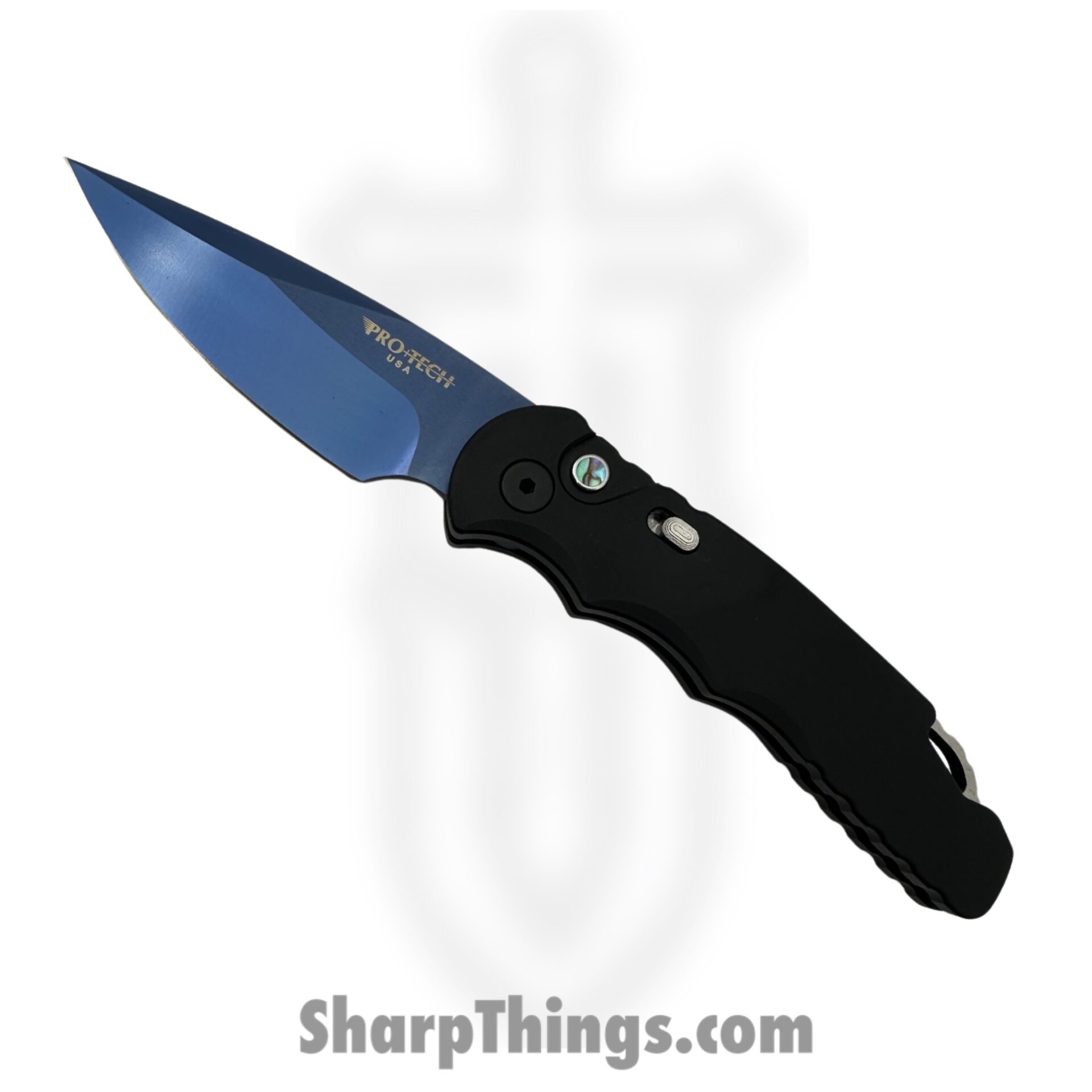 ProTech - T503-SB - Tactical Response 5 - Automatic Knife - 154CM Sapphire Blue Drop Point - 6061-T6 Aluminum - Black