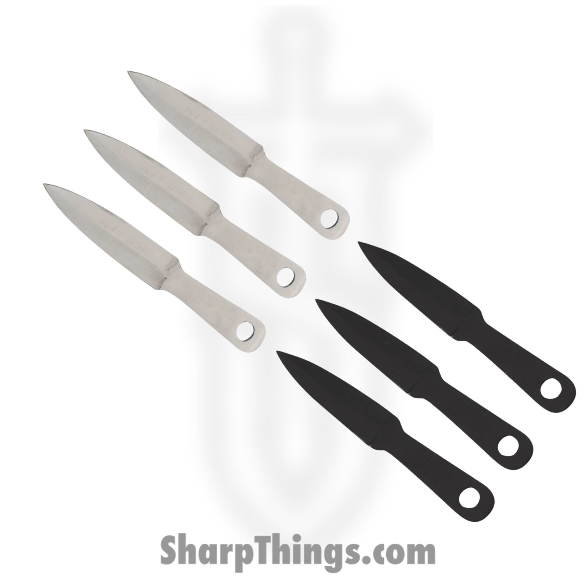 Tiger Throwers - TK-185-6-BS - 6 Piece 4.5 inch Mini Throwing Knives w/ Wrist Carrying Case - Fixed Blade Knife - Stainless Steel Black Stainless Dagger - Stainless - Black - Image 2