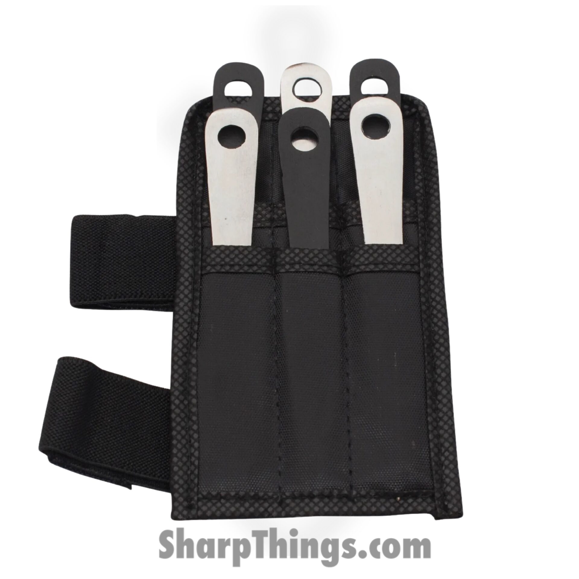 Tiger Throwers - TK-185-6-BS - 6 Piece 4.5 inch Mini Throwing Knives w/ Wrist Carrying Case - Fixed Blade Knife - Stainless Steel Black Stainless Dagger - Stainless - Black - Image 3