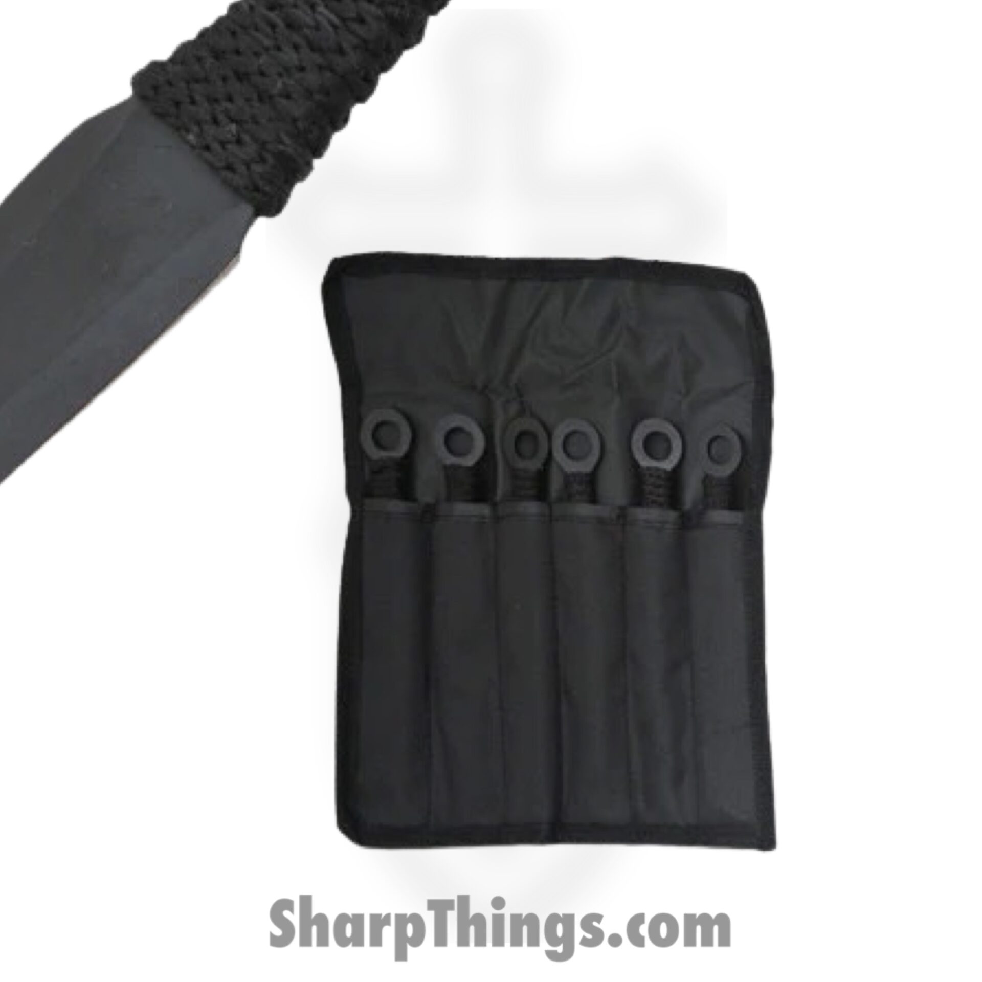 Tiger Throwers - TK-868-6-6-BK - 6 Piece Naruto Kunai Anime Throwing Knife Set - Fixed Blade Knife - Naruto Black Dagger - Paracord Steel - Black - Image 3