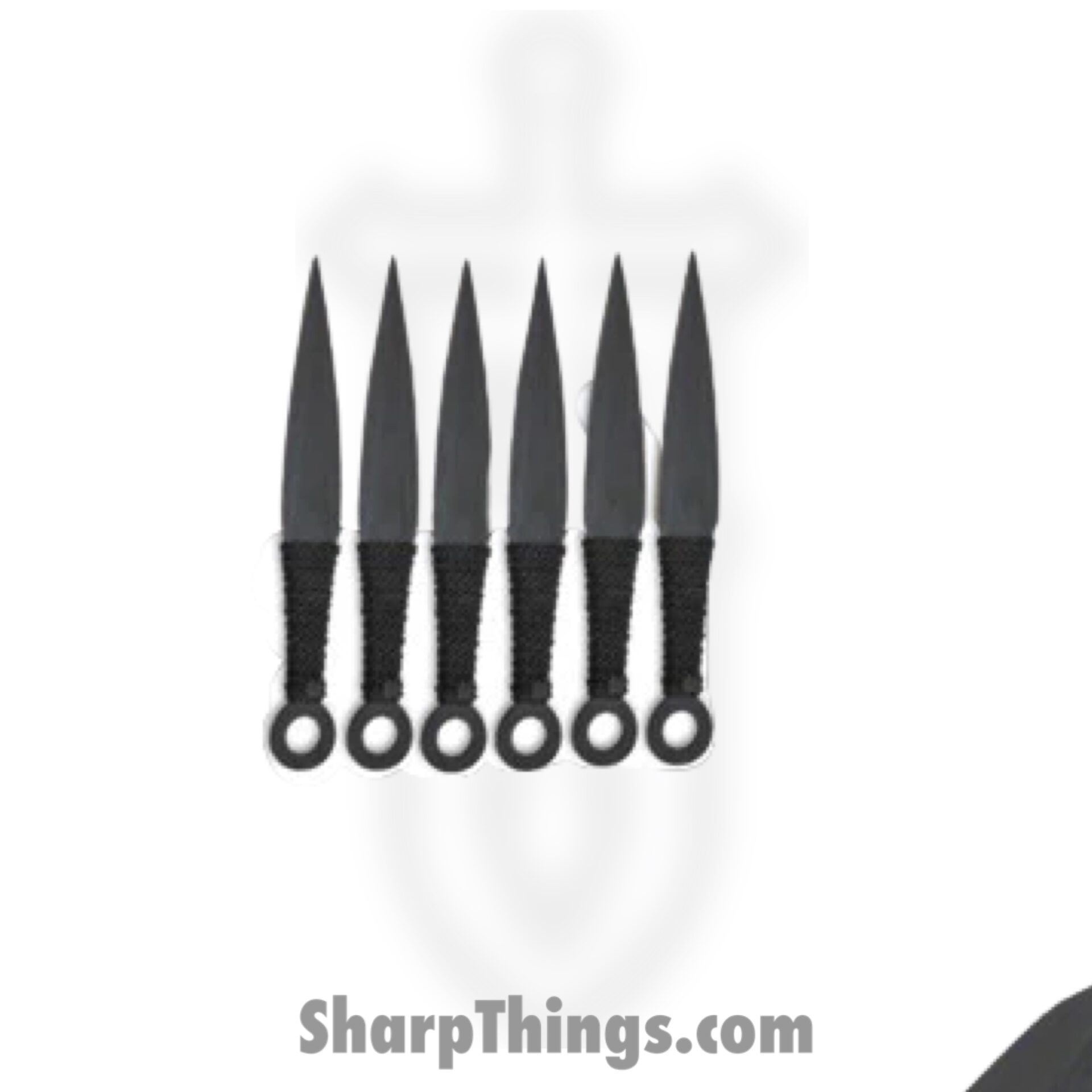 Tiger Throwers - TK-868-6-6-BK - 6 Piece Naruto Kunai Anime Throwing Knife Set - Fixed Blade Knife - Naruto Black Dagger - Paracord Steel - Black - Image 4