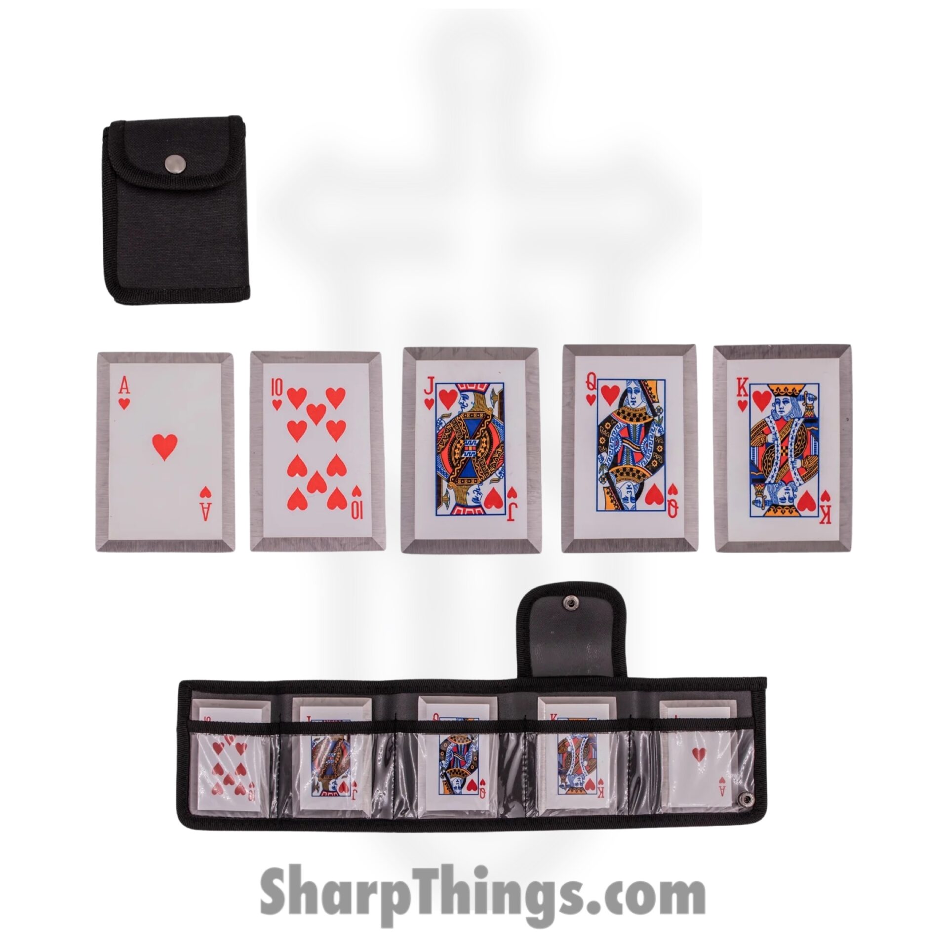 TS-9105 - Royal Flush Red 5 Piece Throwing Card Set - Red - Image 2