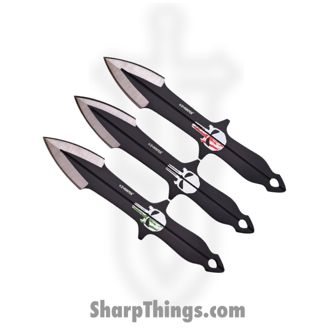 Z-Hunter - ZB0893 - Thrower Set - Fixed Blade Knife - Stainless Two-Tone Black Matte - Stainless - Black