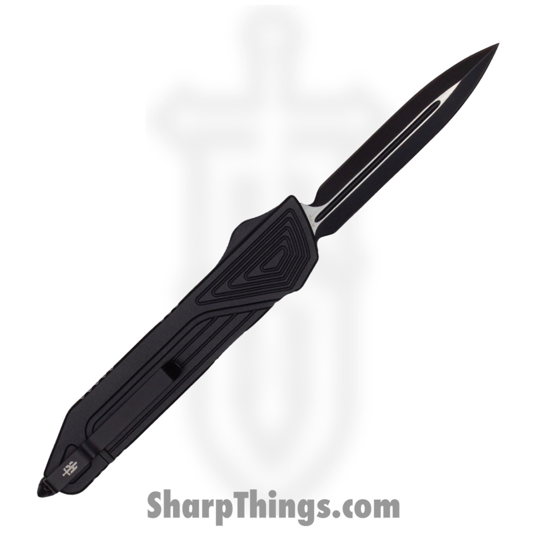 TakCom - Chimera_BK_DE_DLC2 - Chimera - OTF Auto - 154CM Two Tone Spear Point - 6061-T6 Aluminum - Black - Image 2