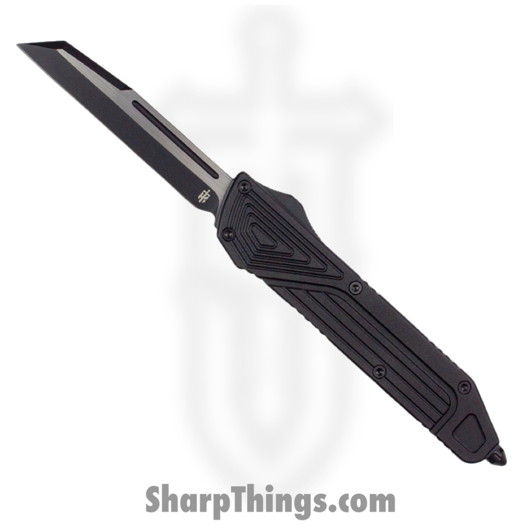 TakCom - Chimera_BK_W_DLC2 - Chimera - OTF Auto - 154CM Satin Two Tone Wharncliffe - 6061-T6 Aluminum - Black