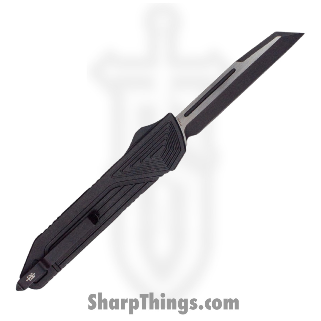 TakCom - Chimera_BK_W_DLC2 - Chimera - OTF Auto - 154CM Satin Two Tone Wharncliffe - 6061-T6 Aluminum - Black - Image 2