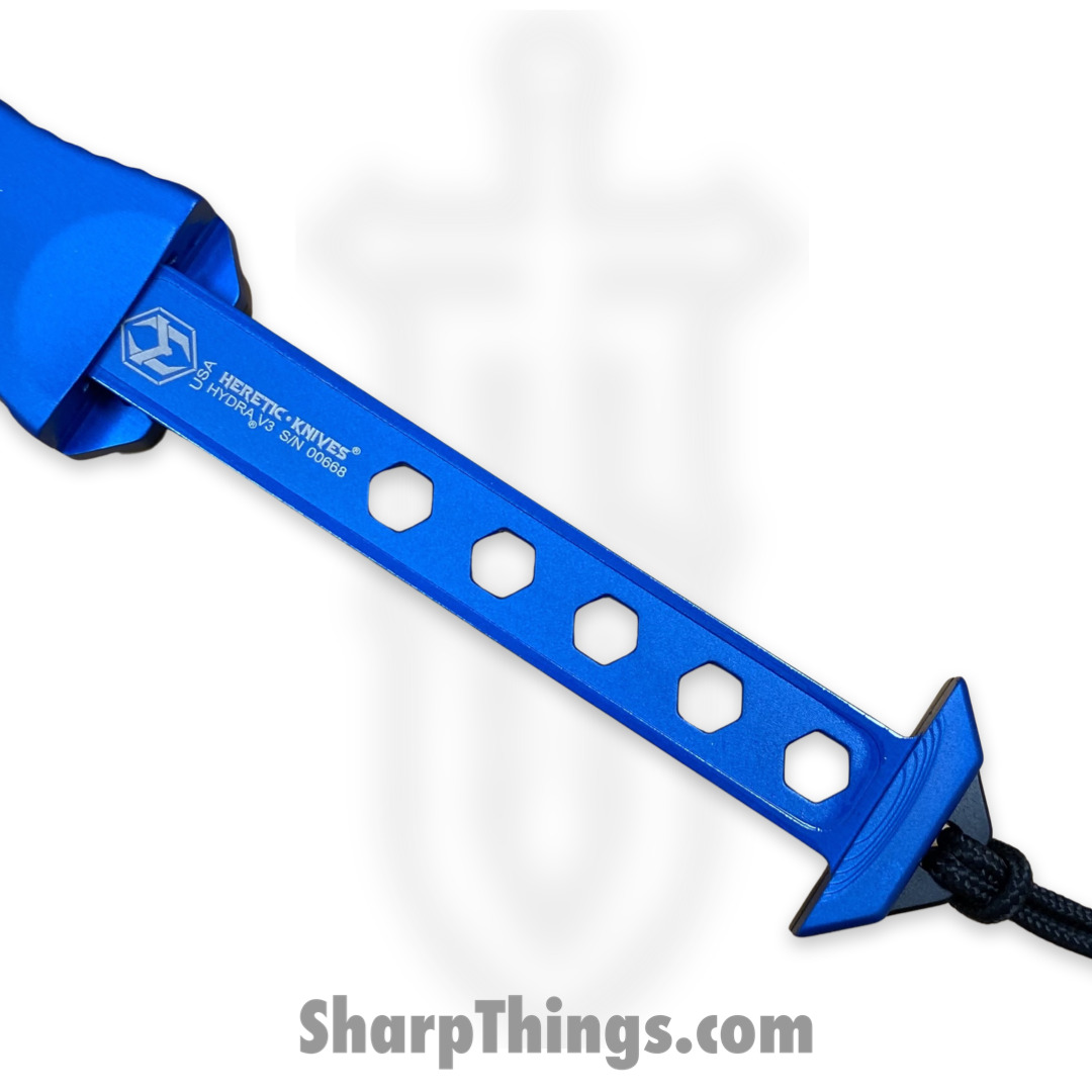 Heretic Knives - H006-6A-BLU - Hydra - OTF Auto - Magnacut DLC Tanto - Aluminum - Blue - Image 3