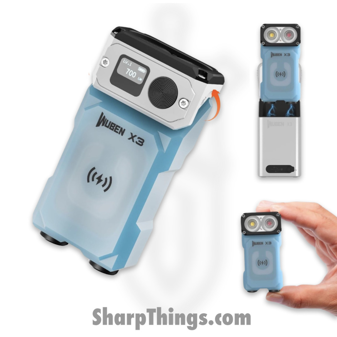 Wuben - WX3CHBX-BLU - Wuben X3 Owl EDC Flashlight and 3000mah Charging Box - Blue