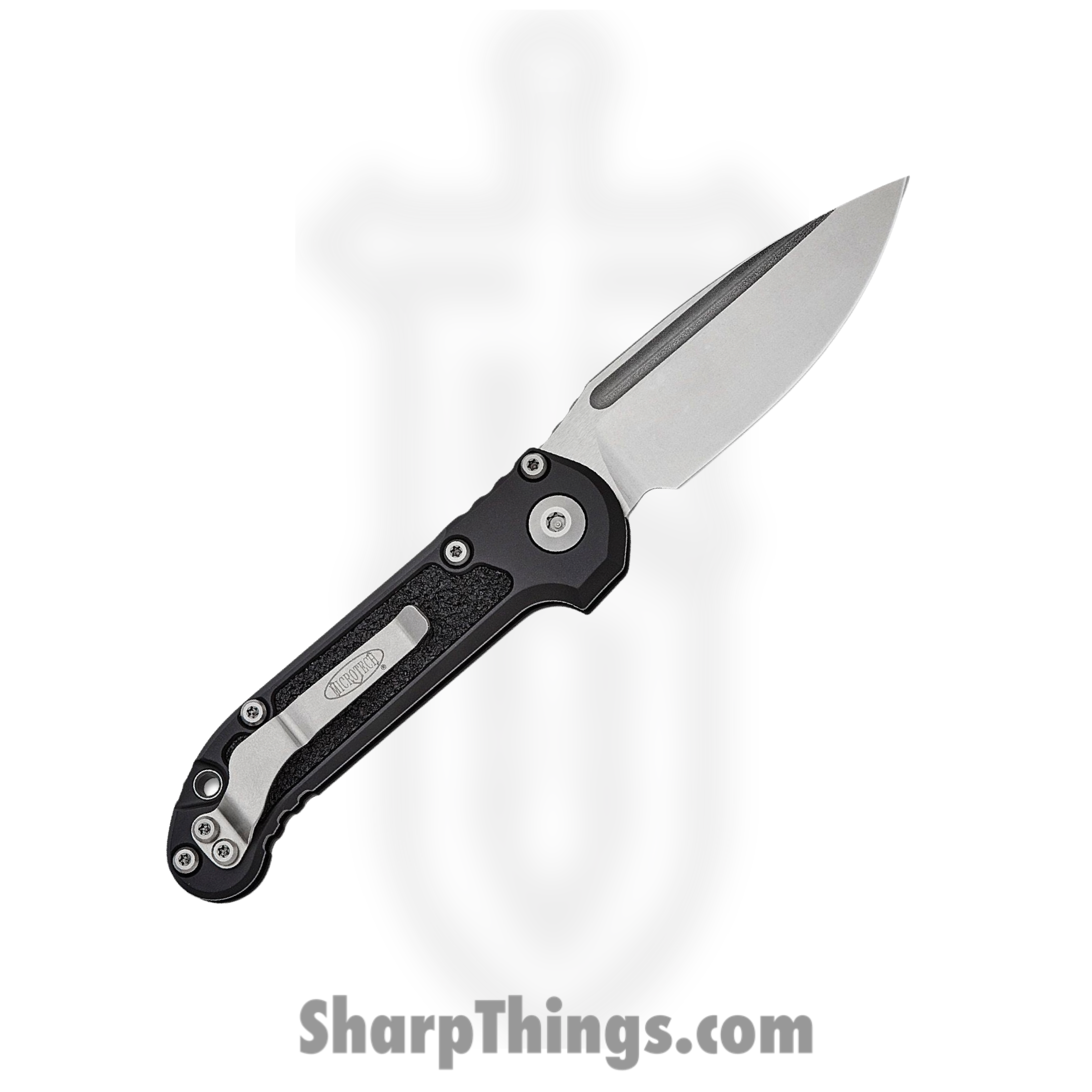 Microtech - 1135-10 - 2023 Ludt Gen III - Automatic Knife - M390MK Stonewash Drop Point - Aluminum with 3M Traction Tape Inserts - Black - Image 2