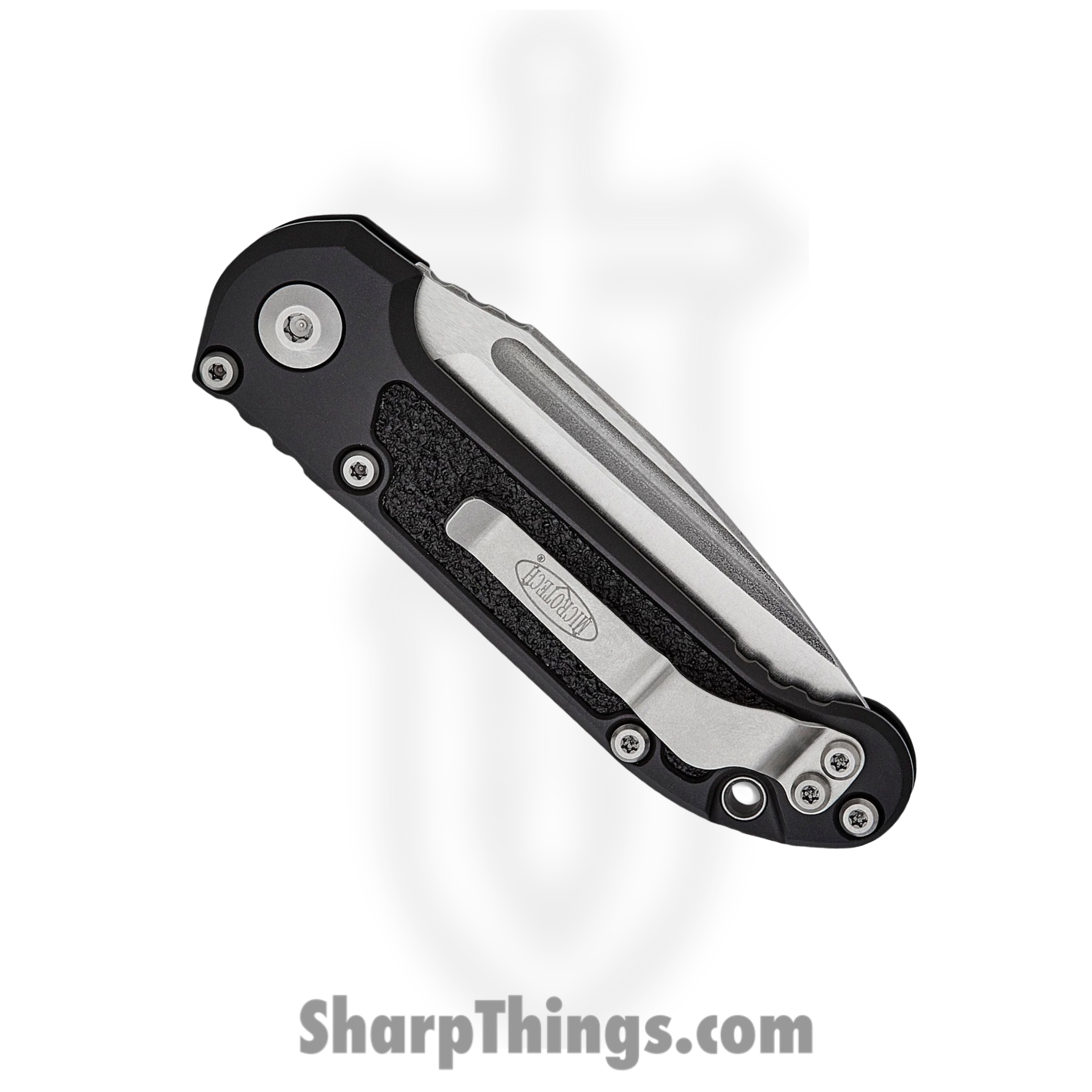 Microtech - 1135-10 - 2023 Ludt Gen III - Automatic Knife - M390MK Stonewash Drop Point - Aluminum with 3M Traction Tape Inserts - Black - Image 4