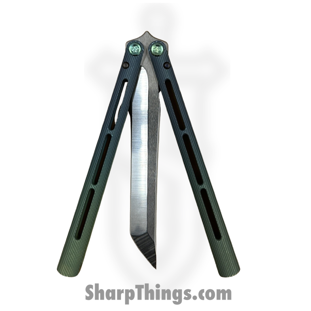 Medford Knife and Tool - MK2164TT-39A5-T4Q3-Q4 - Viceroy - Balisong - S45vn Tumbled Tanto - Titanium - Green Blue - Image 5