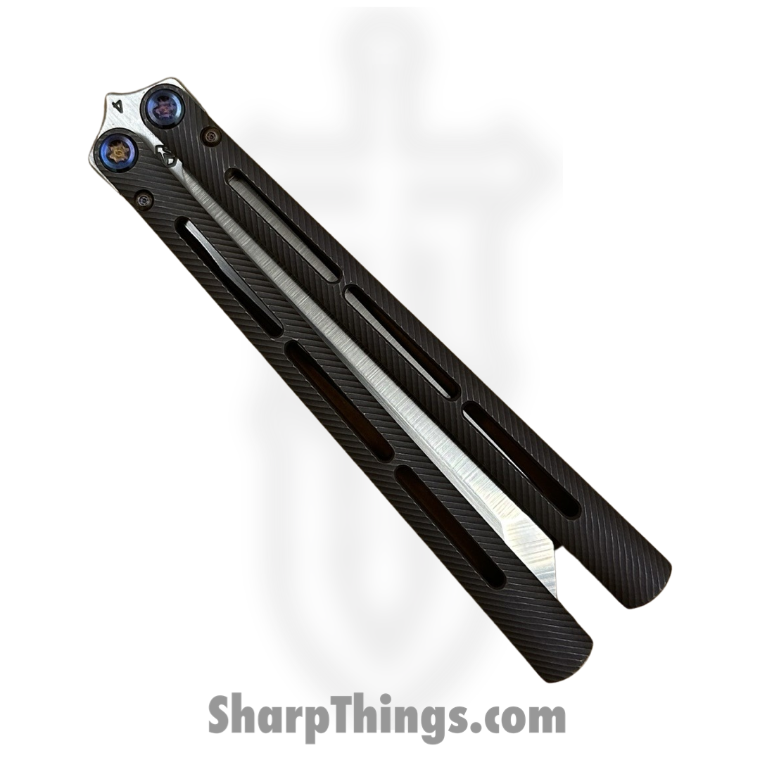 Medford Knife and Tool - MK2164TT-38A3-TFQE-Q4 - Viceroy - Balisong - s45vn Tumbled Tanto - Titanium - Violet - Image 4