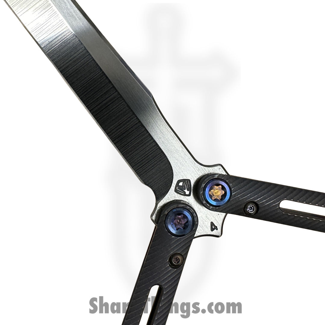 Medford Knife and Tool - MK2164TT-38A3-TFQE-Q4 - Viceroy - Balisong - s45vn Tumbled Tanto - Titanium - Violet - Image 7
