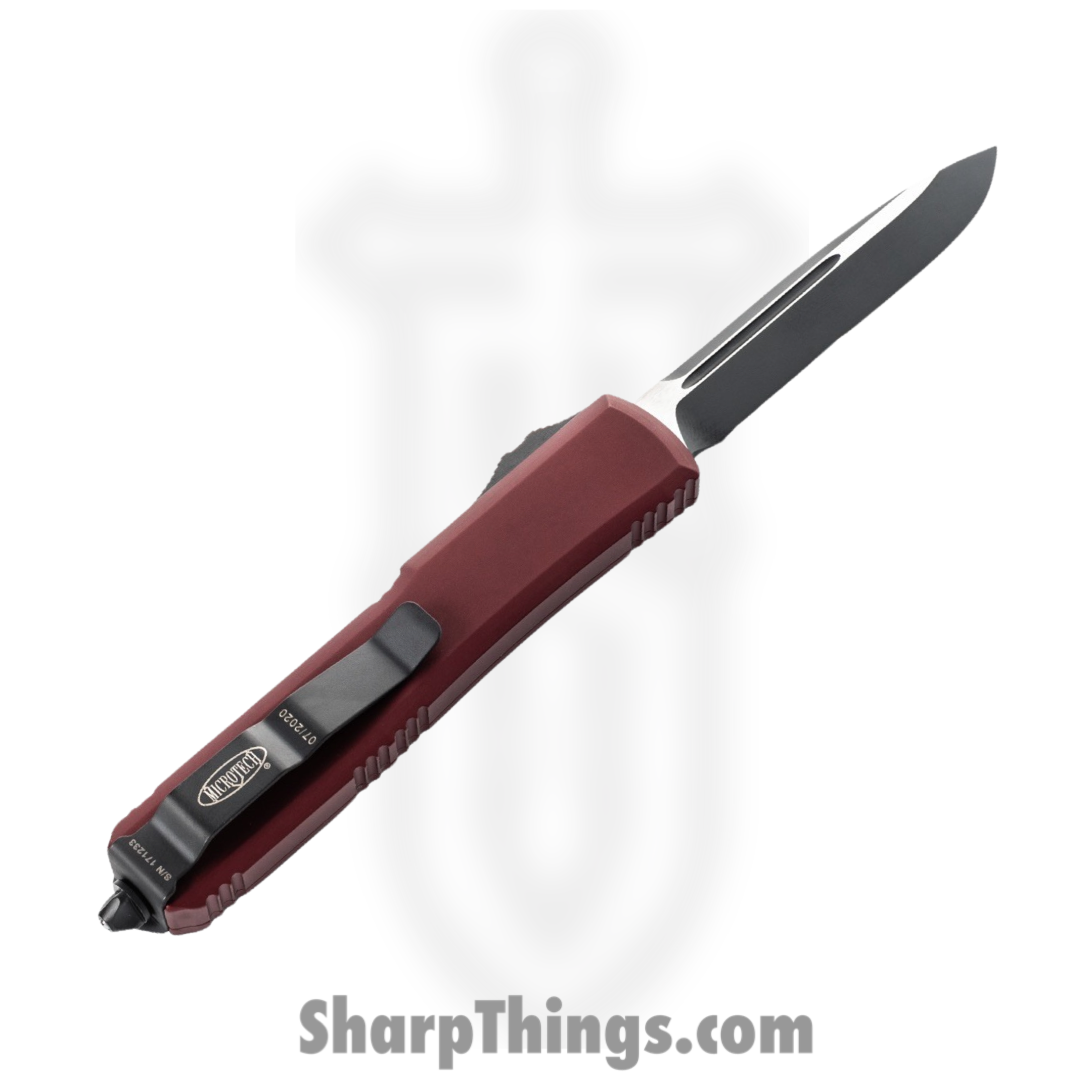 Microtech - 121-2MR - Ultratech P/S - OTF Auto - Black Drop Point - 6061-T6 Aluminum - Merlot Red - Image 2