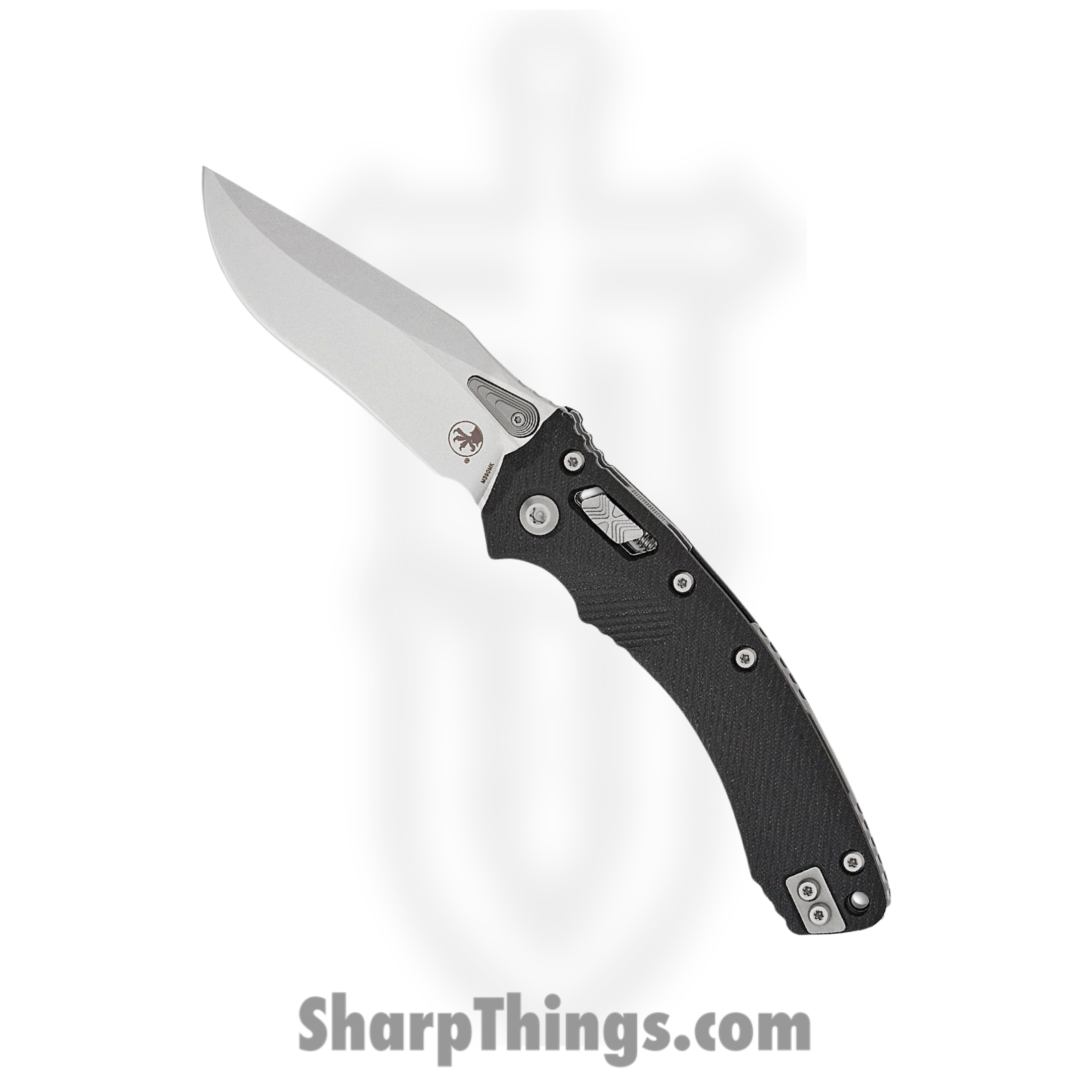 Microtech - 137RL-10FLGTBK - Amphibian RAM-LOK - Folding Knife - M390MK Stonewash Clip Point - Fluted G10 - Black