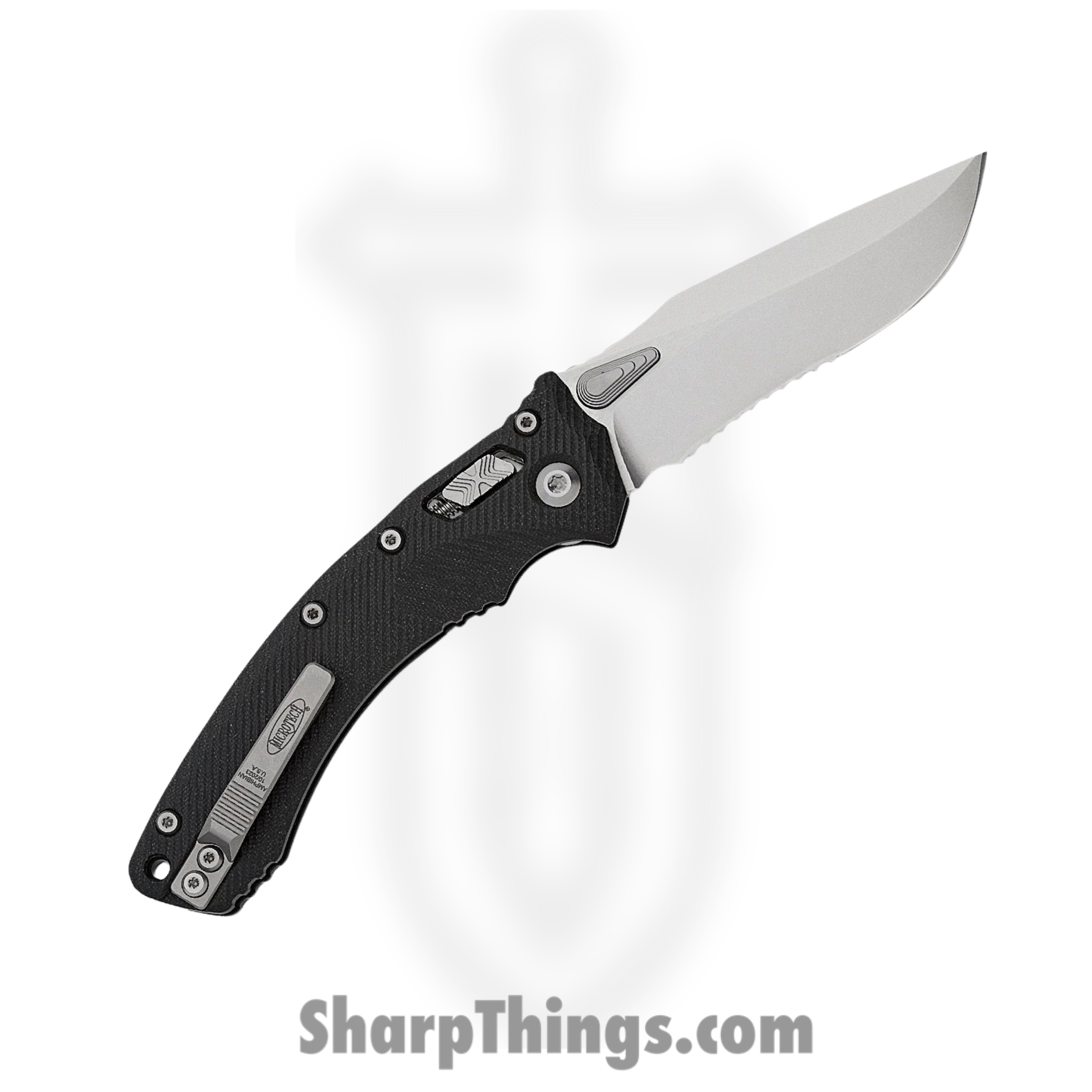 Microtech - 137RL-11FLGTBK - Amphibian RAM-LOK - Folding Knife - M390MK Stonewash Clip Point - Fluted G10 - Black - Image 2