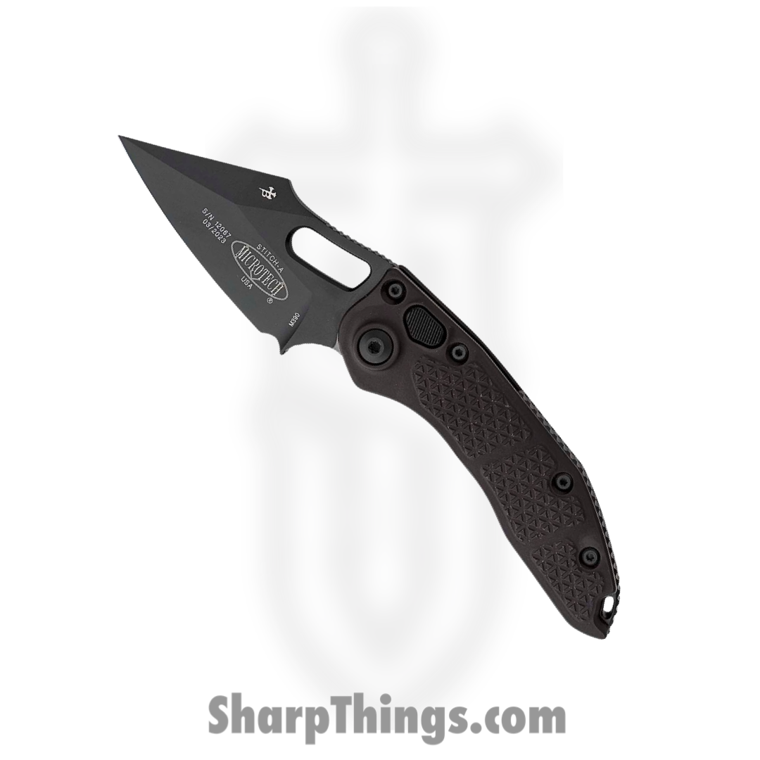Microtech - 169-1T - Stitch Tactical - Automatic Knife - DLC Spear Point - 6061-T6 Aluminum - Black