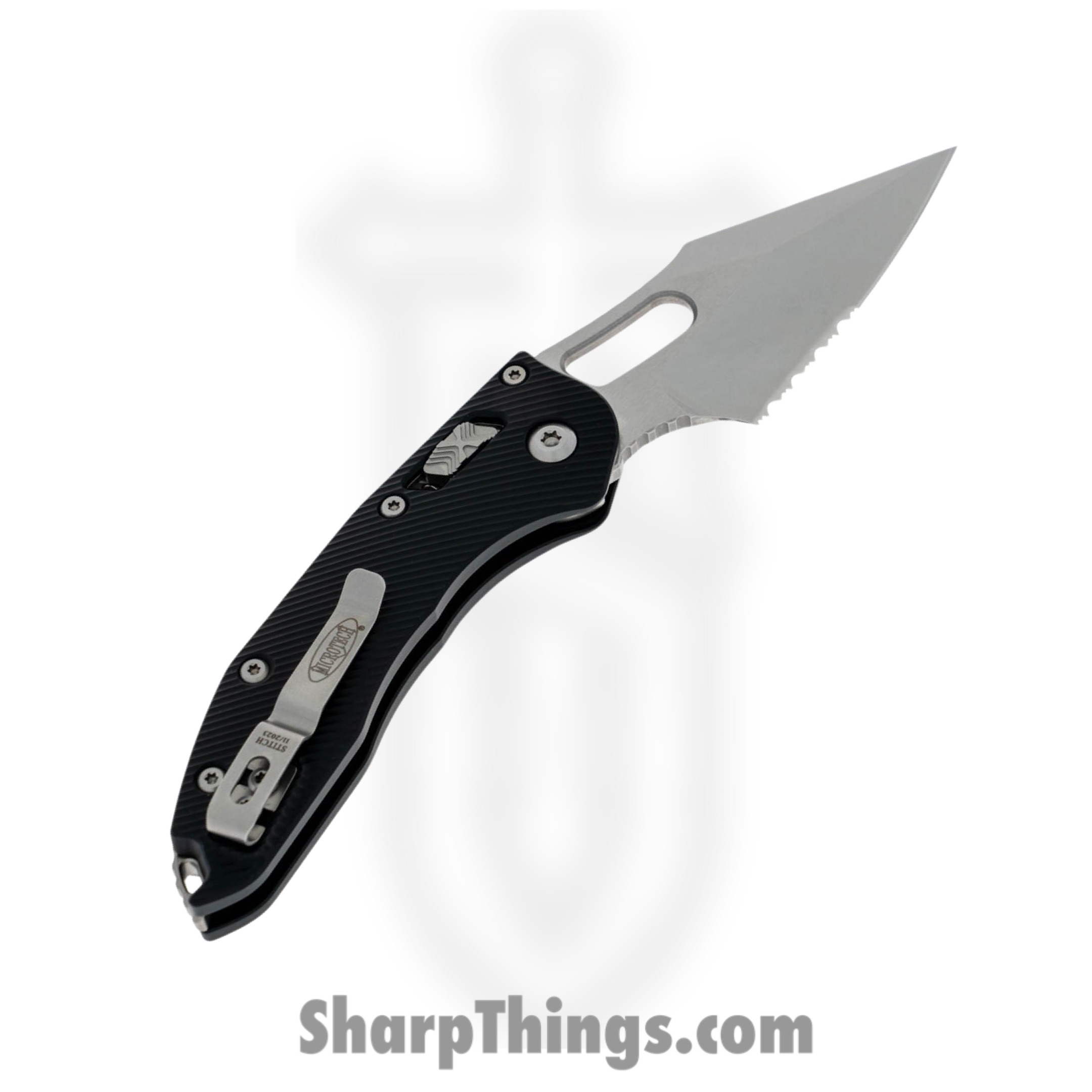 Microtech - 169RL-11FL - Stitch RAM-LOK P/S - Folding Knife - M390MK Stonewash Spear Point - Fluted Aluminum - Black - Image 2
