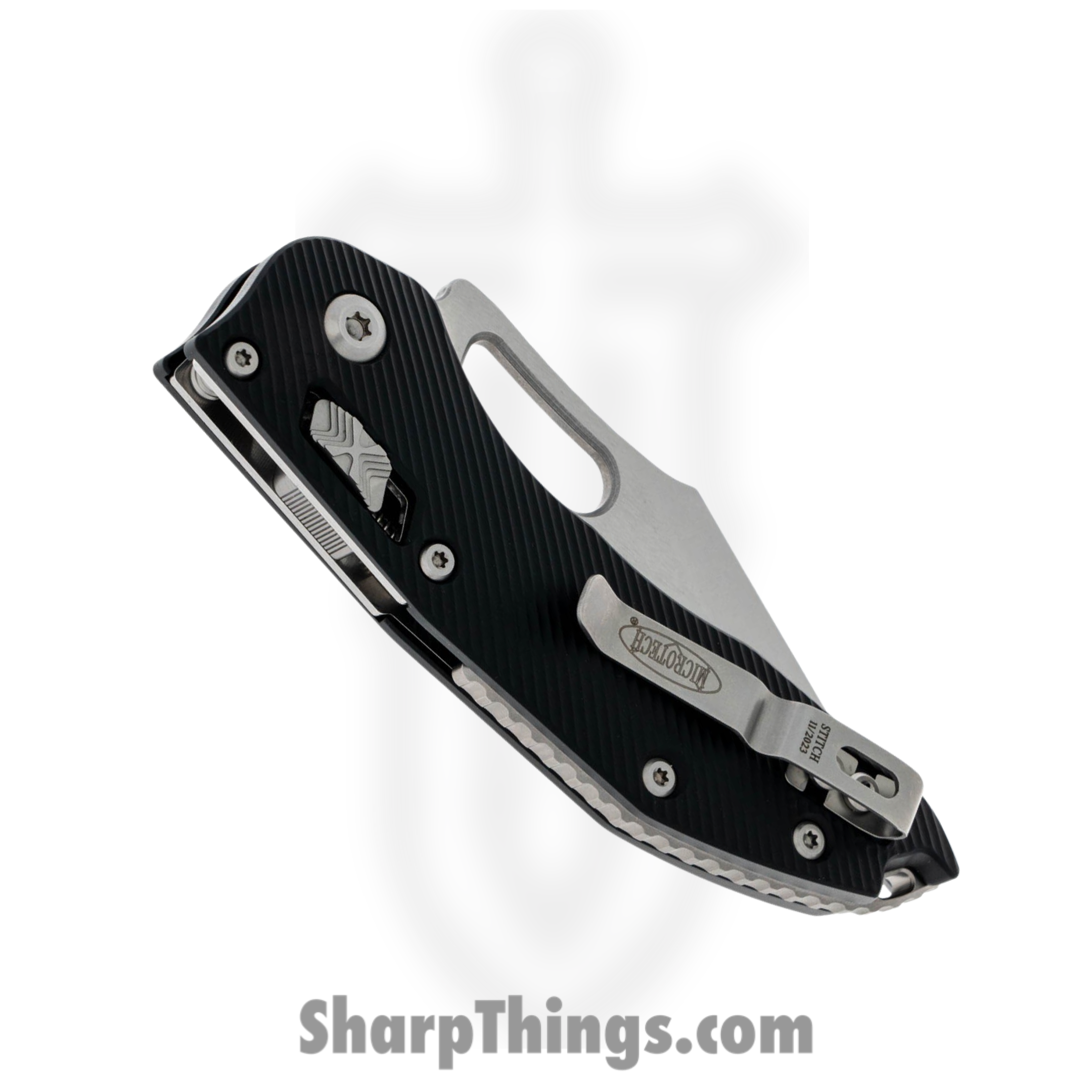 Microtech - 169RL-11FL - Stitch RAM-LOK P/S - Folding Knife - M390MK Stonewash Spear Point - Fluted Aluminum - Black - Image 4