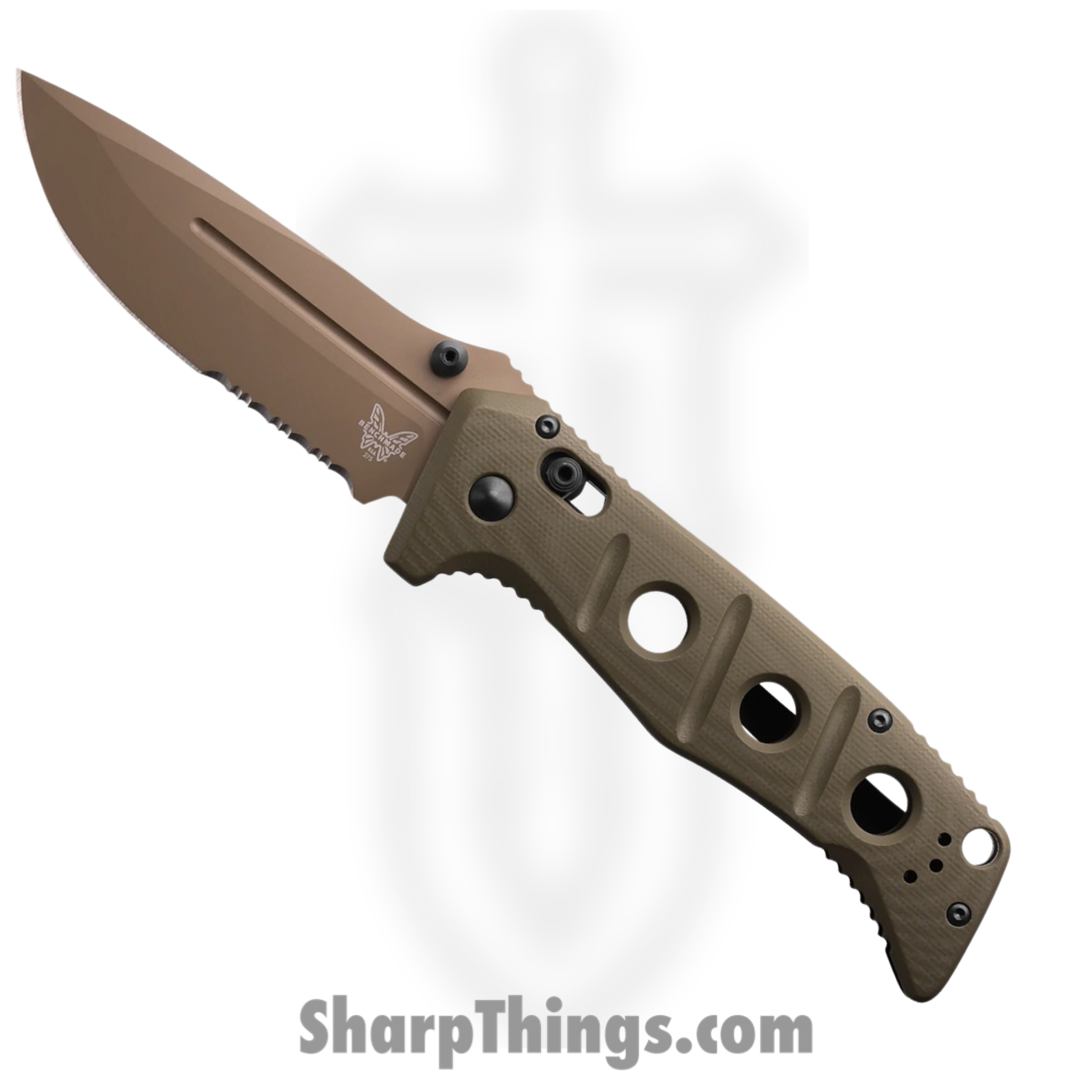 Benchmade - 275SFE-2 - Adamas - Folding Knife - CPM-CruWear Coated Partial Serrated Drop Point - G10 - Flat Earth