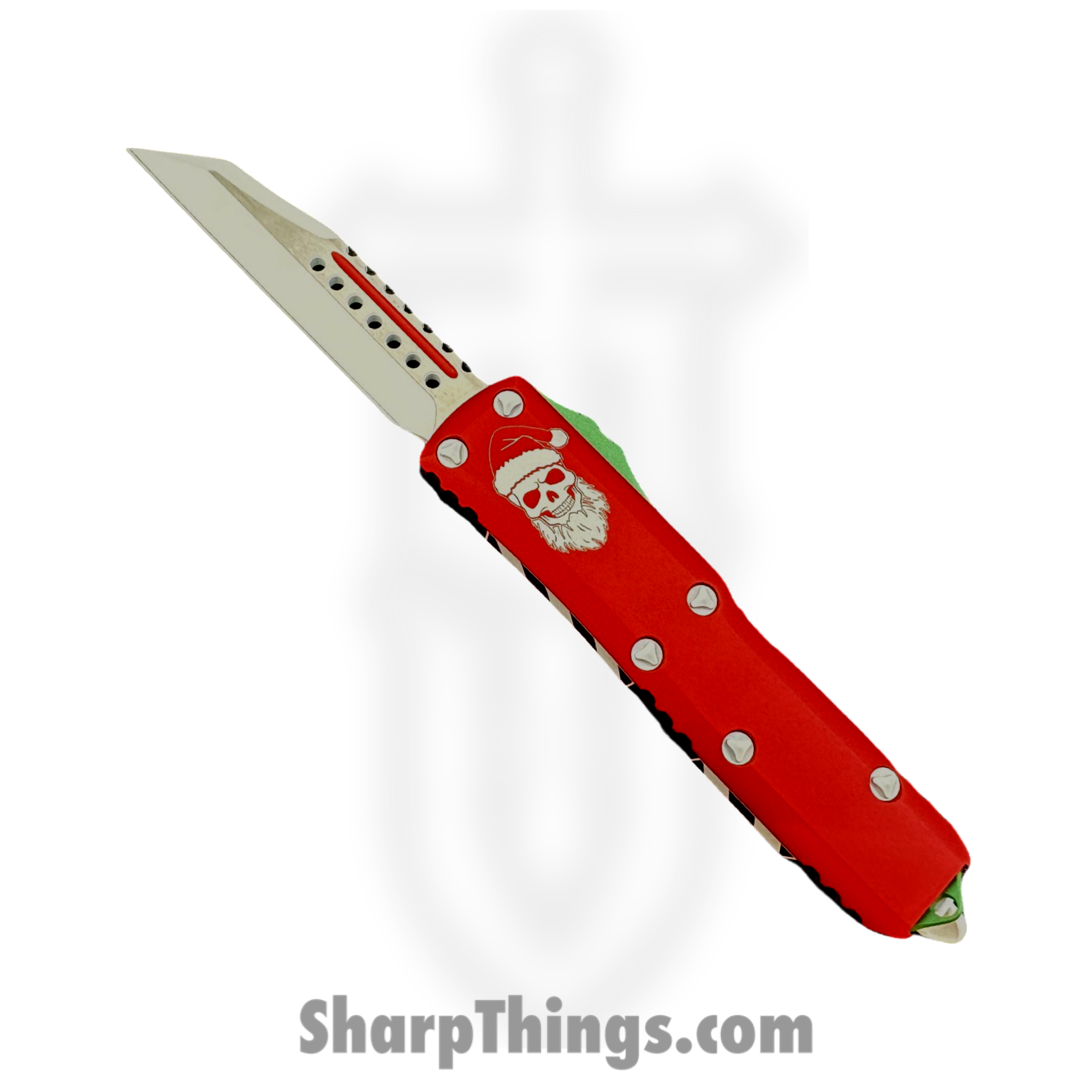 Microtech - 719W-1CMAS - UTX-85 Candycane - OTF Auto - 719W-1CMAS UTX-85 Candycane OTF Auto - 6061-T6 Aliminum - Red/Green/White