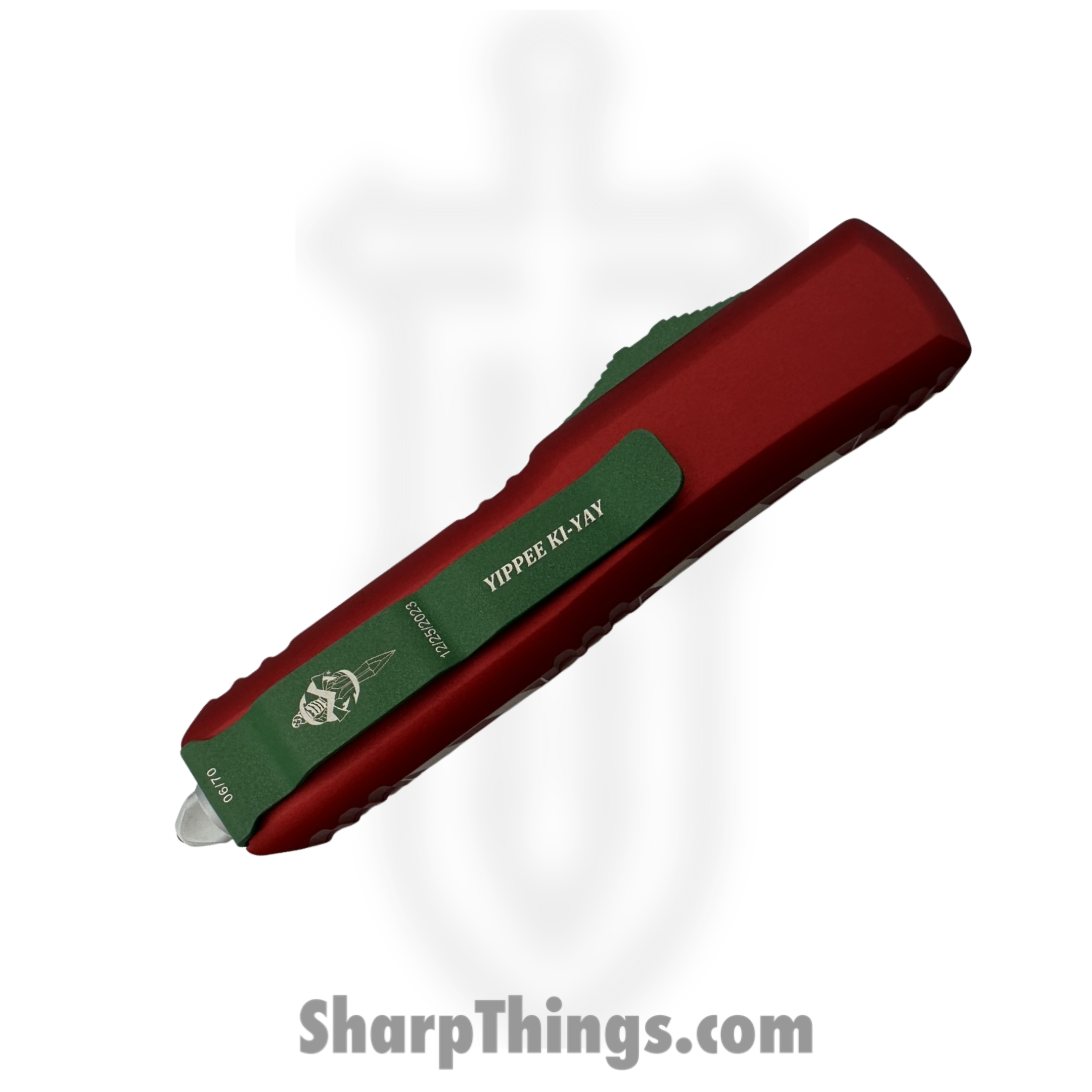 Microtech - 719W-1CMAS - UTX-85 Candycane - OTF Auto - 719W-1CMAS UTX-85 Candycane OTF Auto - 6061-T6 Aliminum - Red/Green/White - Image 6