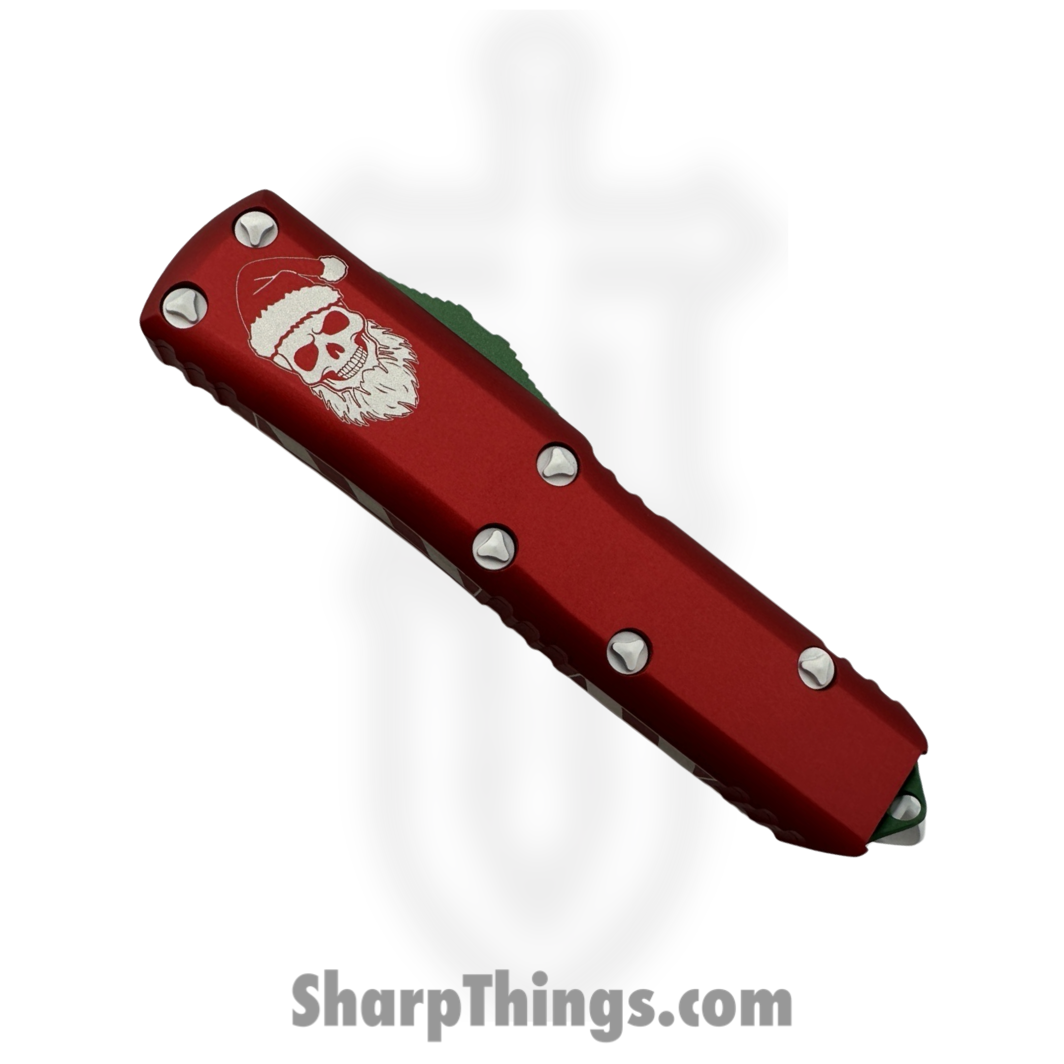 Microtech - 719W-1CMAS - UTX-85 Candycane - OTF Auto - 719W-1CMAS UTX-85 Candycane OTF Auto - 6061-T6 Aliminum - Red/Green/White - Image 5